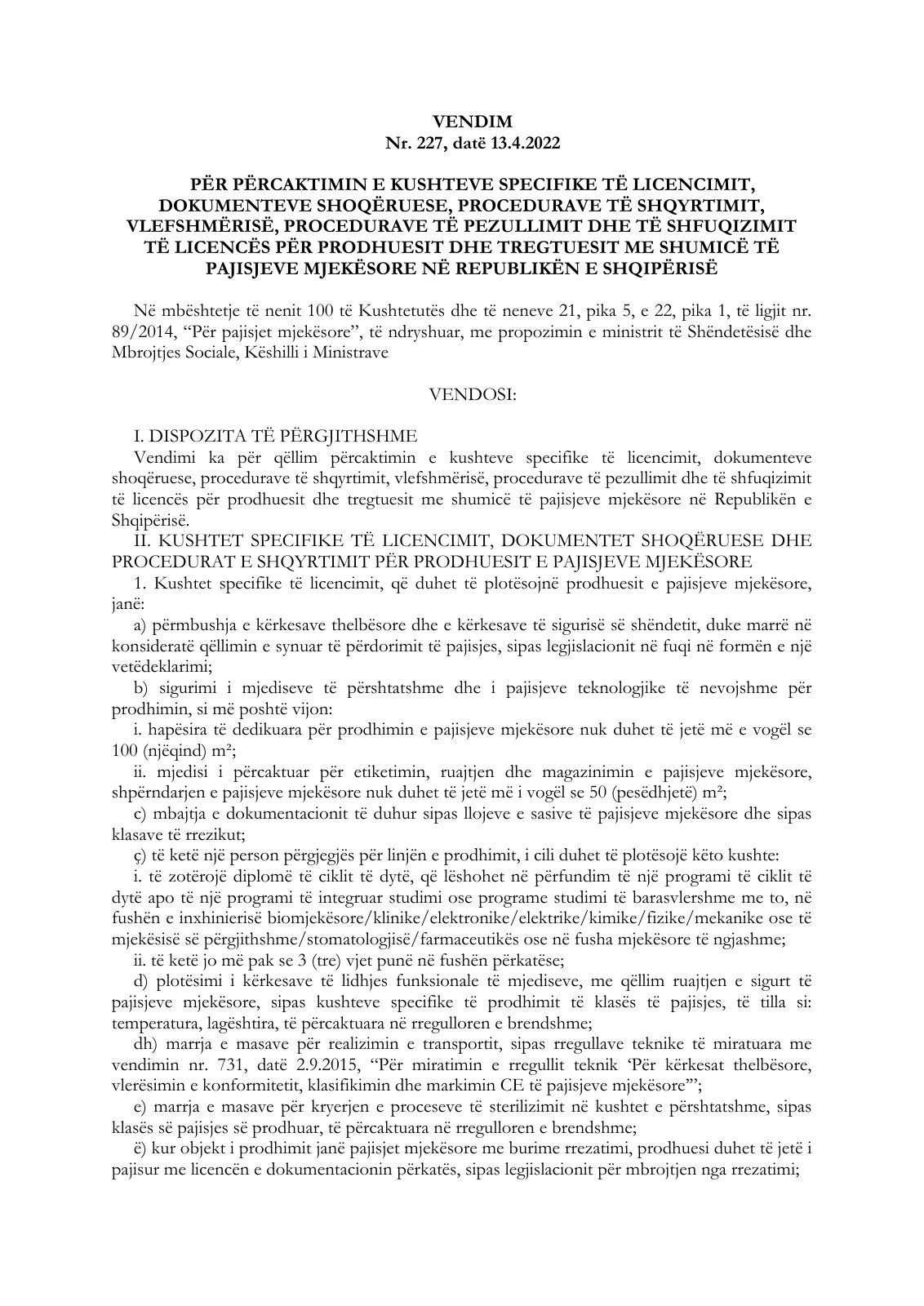 Official original PDF page 1 — albania-r202-al-vkm227
