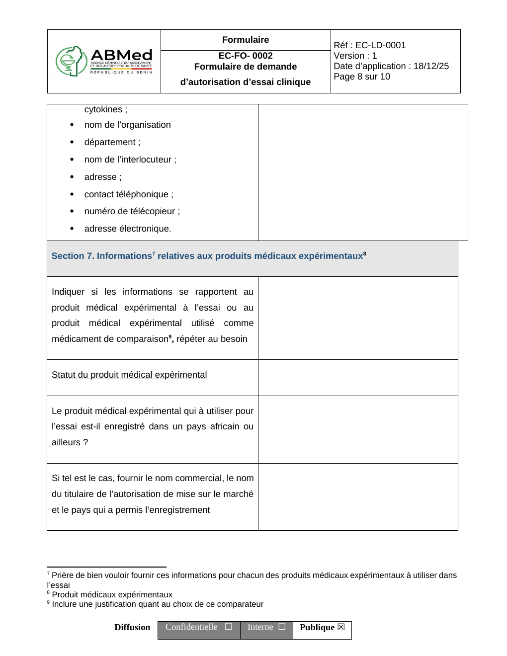 Rendered from the linked Office original — page 8; retained table layout and symbols. This is a render, not an official PDF page.