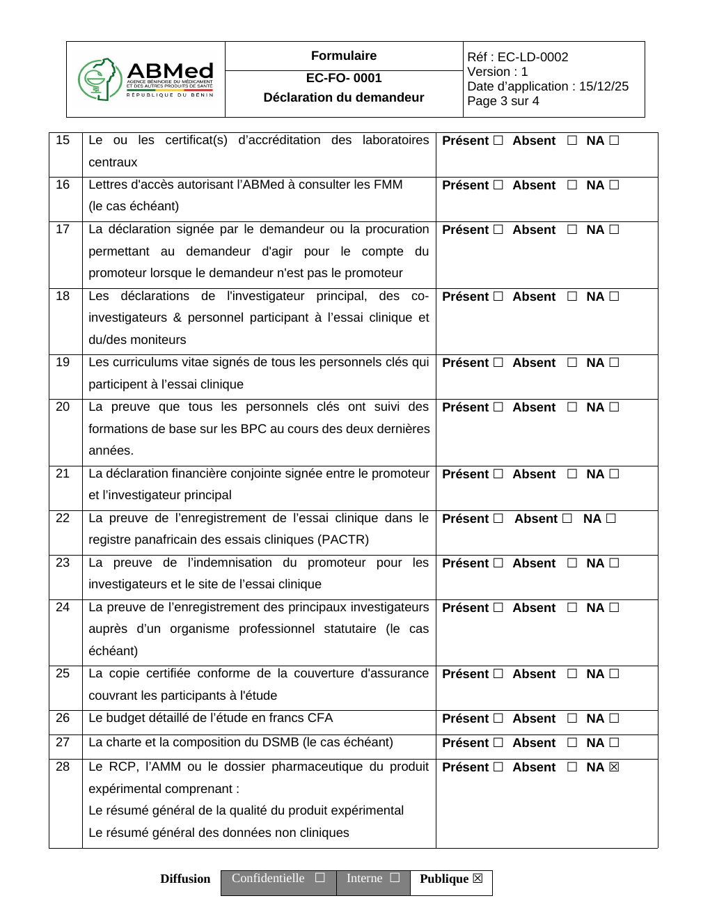 Rendered from the linked Office original — page 3; retained table layout and symbols. This is a render, not an official PDF page.