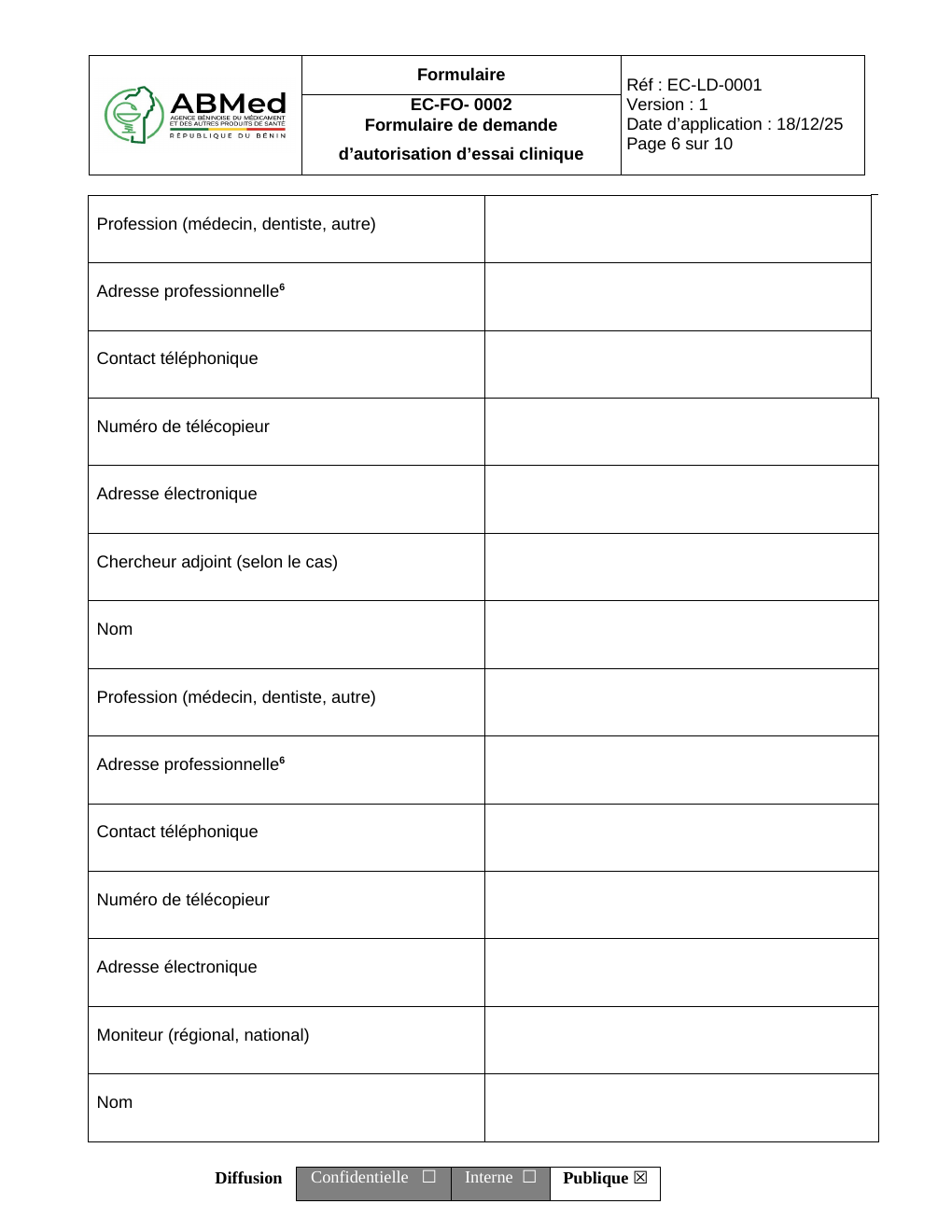 Rendered from the linked Office original — page 6; retained table layout and symbols. This is a render, not an official PDF page.