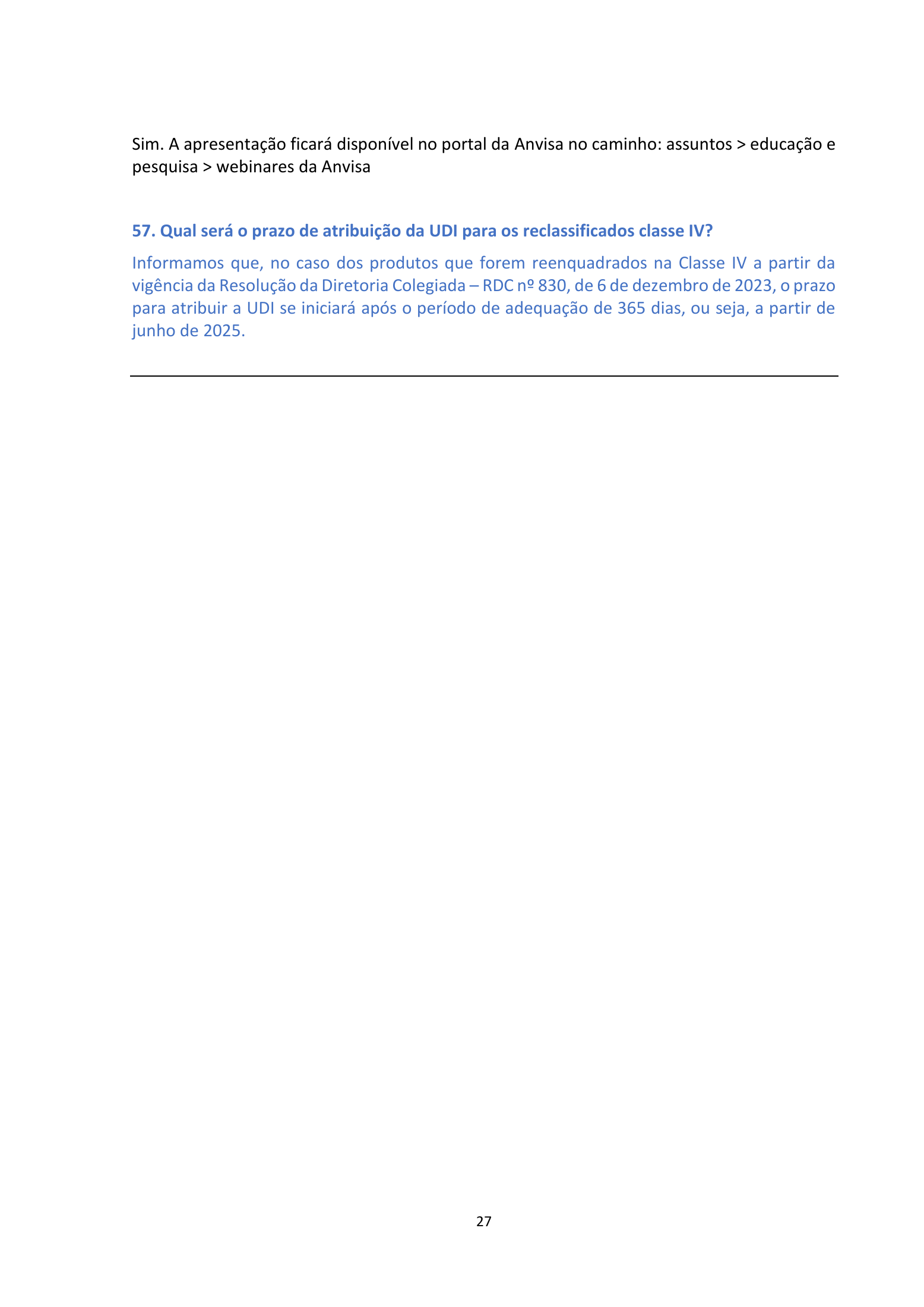 ANVISA RDC 830/2023 Q&A — edition 2 — original complete physical PDF page 27; original image governs.