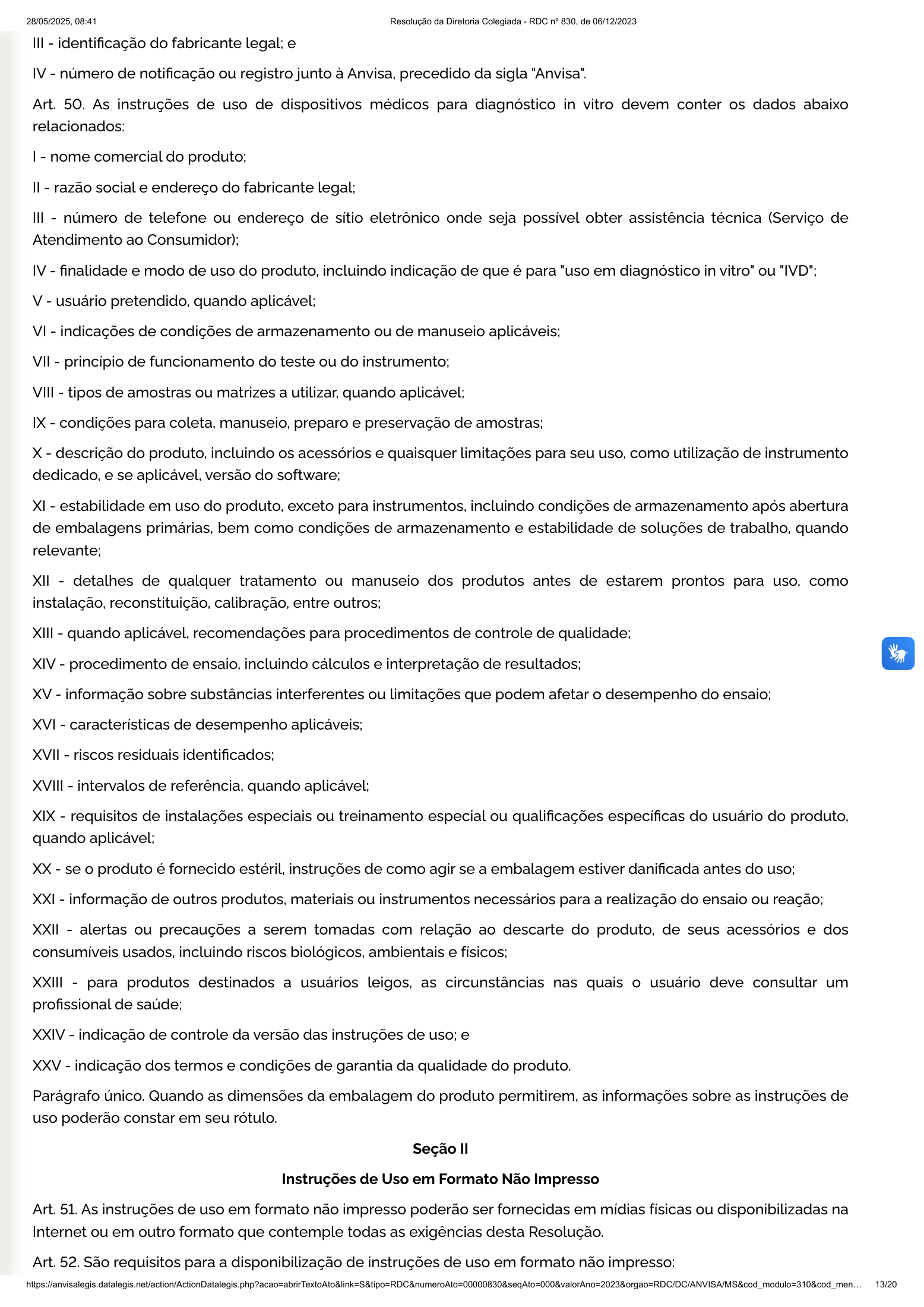 RDC 830/2023 — official SESA-hosted reprint — original complete physical PDF page 13; original image governs.