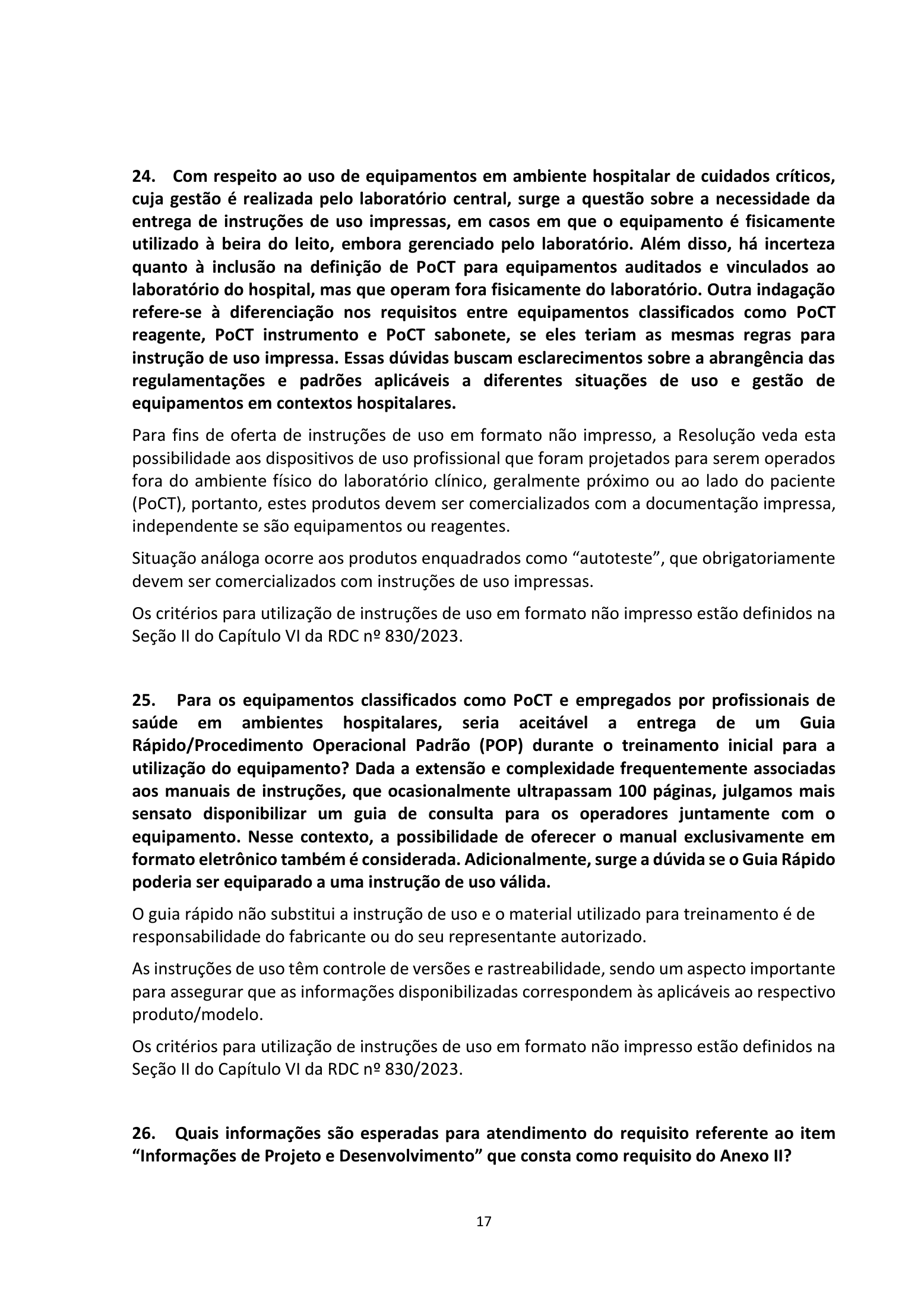 ANVISA RDC 830/2023 Q&A — edition 2 — original complete physical PDF page 17; original image governs.