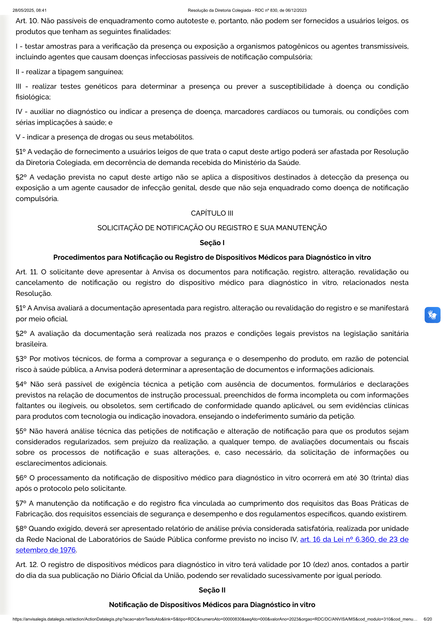 RDC 830/2023 — official SESA-hosted reprint — original complete physical PDF page 6; original image governs.