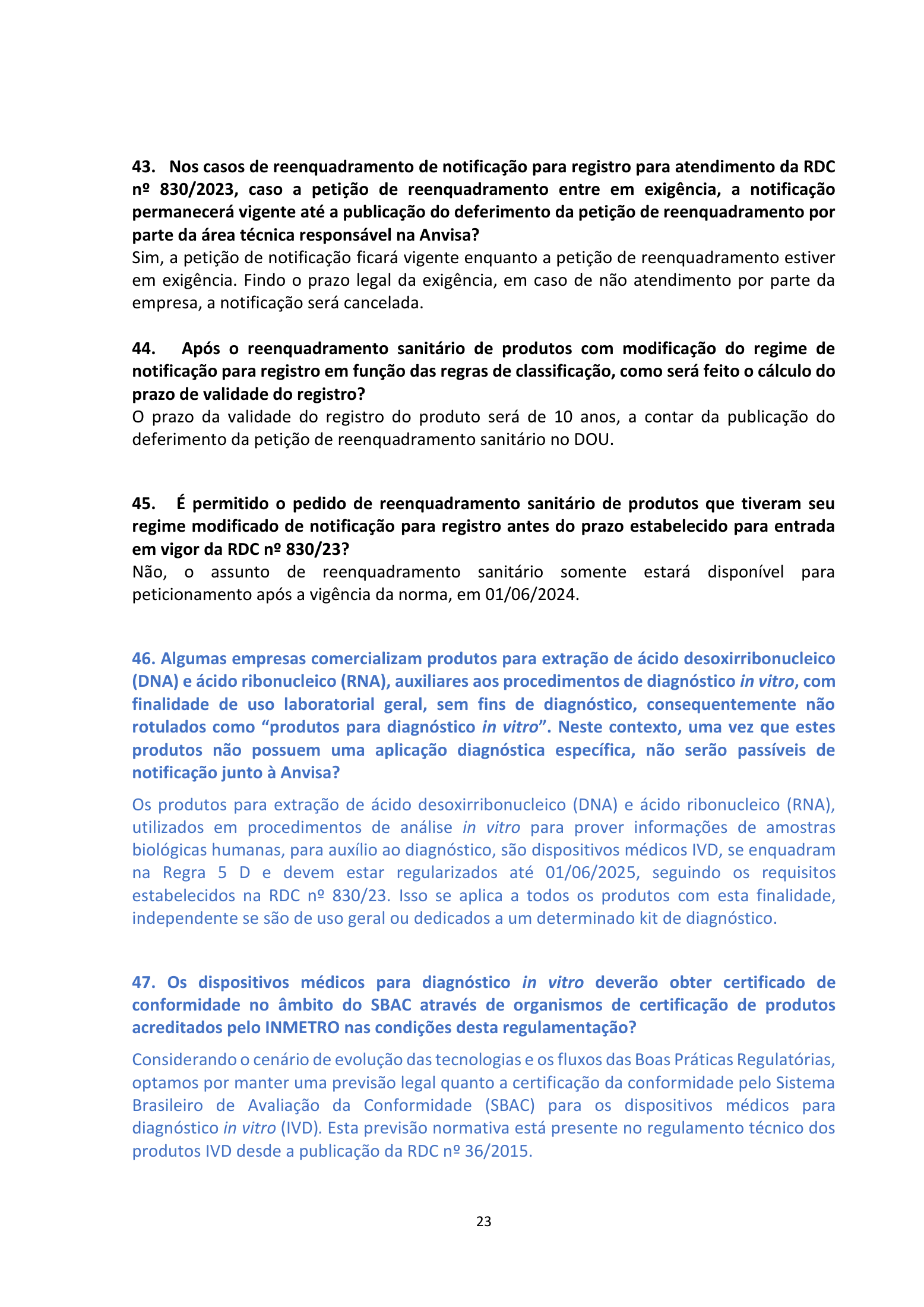 ANVISA RDC 830/2023 Q&A — edition 2 — original complete physical PDF page 23; original image governs.