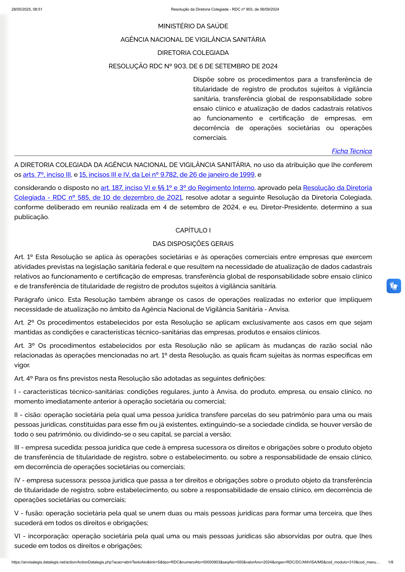 RDC 903/2024 — original PDF page 1; original table columns, symbols and diagrams retained.