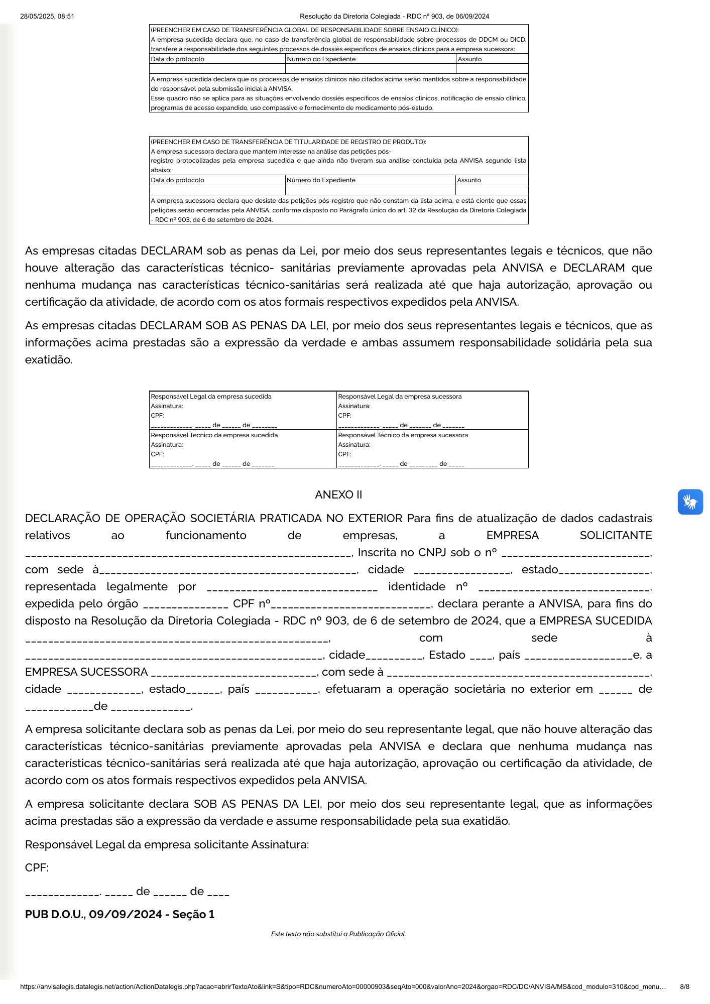 RDC 903/2024 — original PDF page 8; original table columns, symbols and diagrams retained.