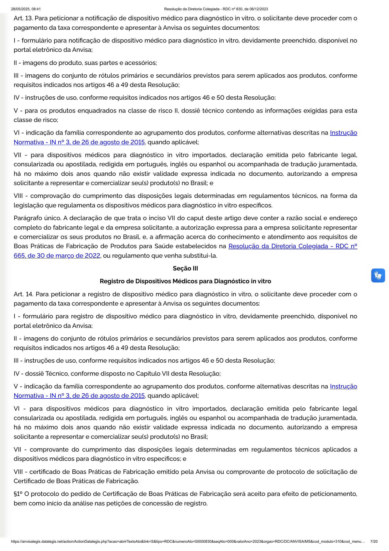 RDC 830/2023 — official SESA-hosted reprint — original complete physical PDF page 7; original image governs.