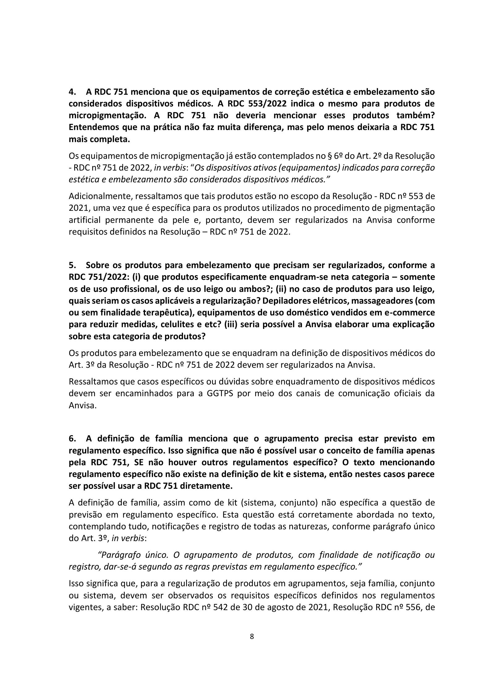ANVISA RDC751/2022 Q&A —edition2 — original complete physical PDF page 8; original image governs.