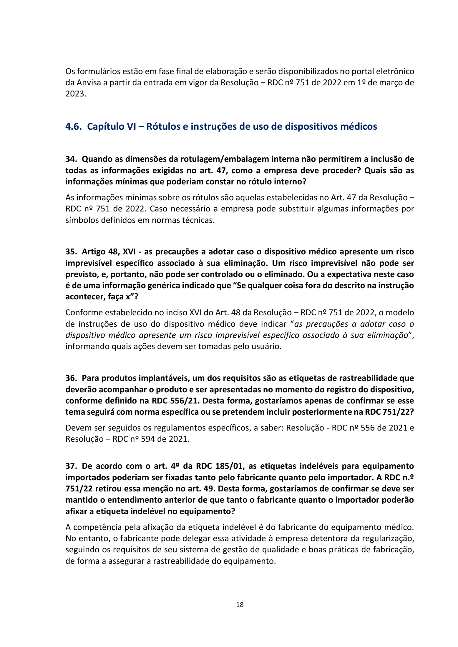 ANVISA RDC751/2022 Q&A —edition2 — original complete physical PDF page 18; original image governs.