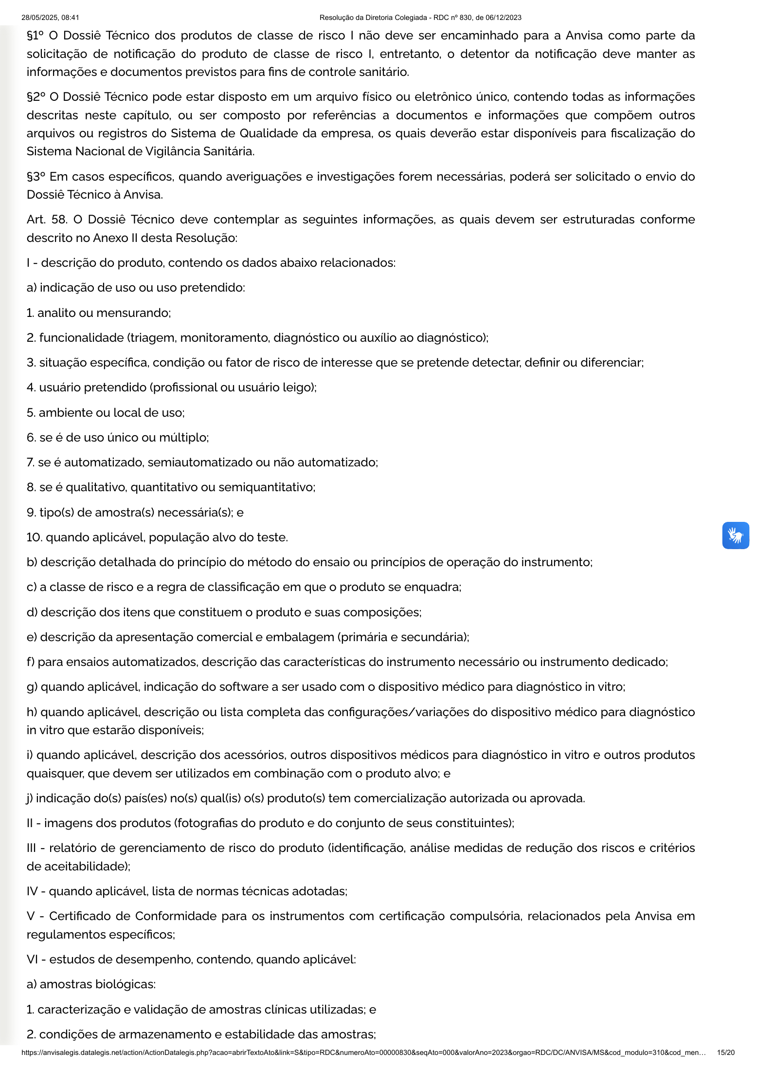 RDC 830/2023 — official SESA-hosted reprint — original complete physical PDF page 15; original image governs.
