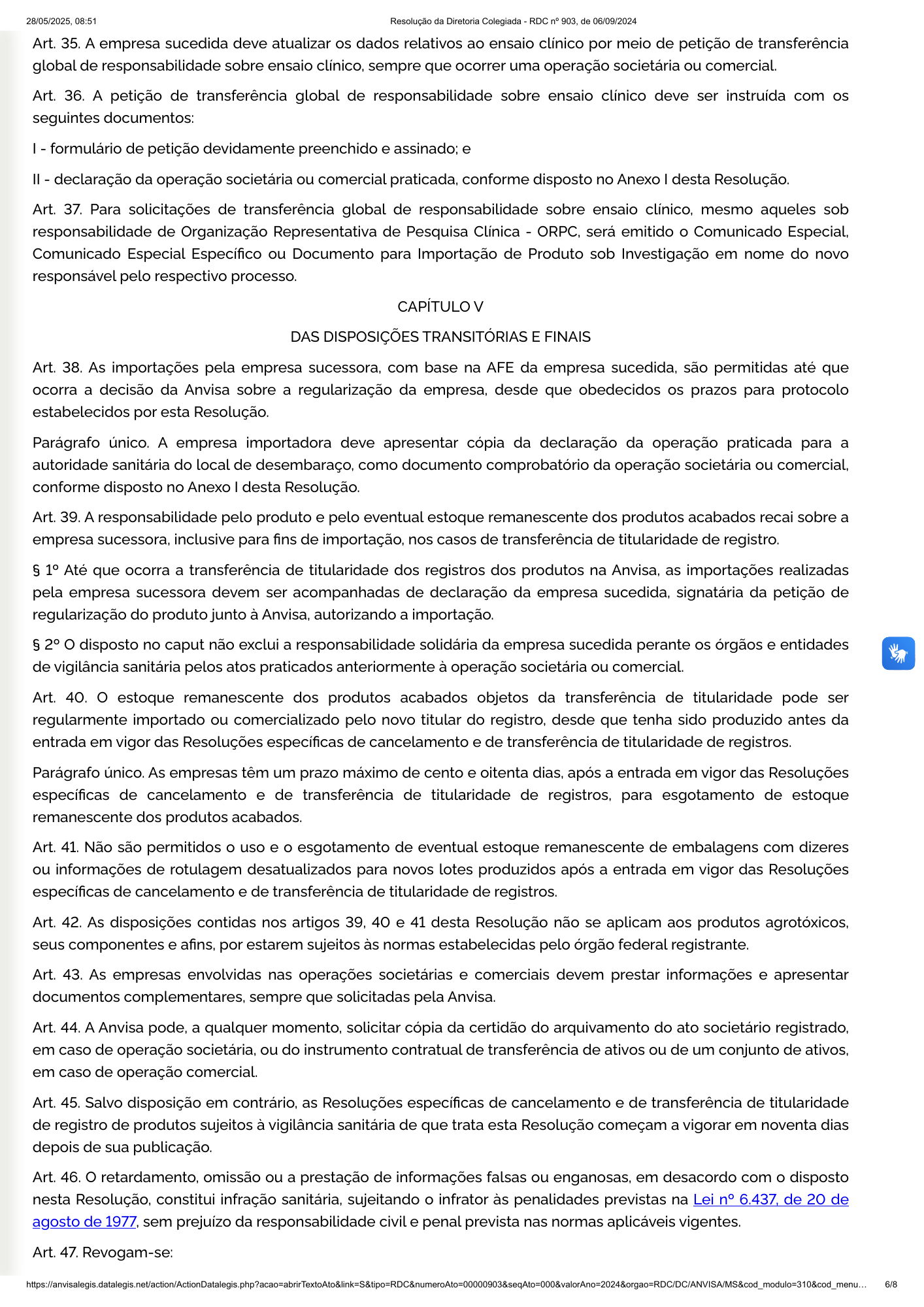 RDC 903/2024 — original PDF page 6; original table columns, symbols and diagrams retained.