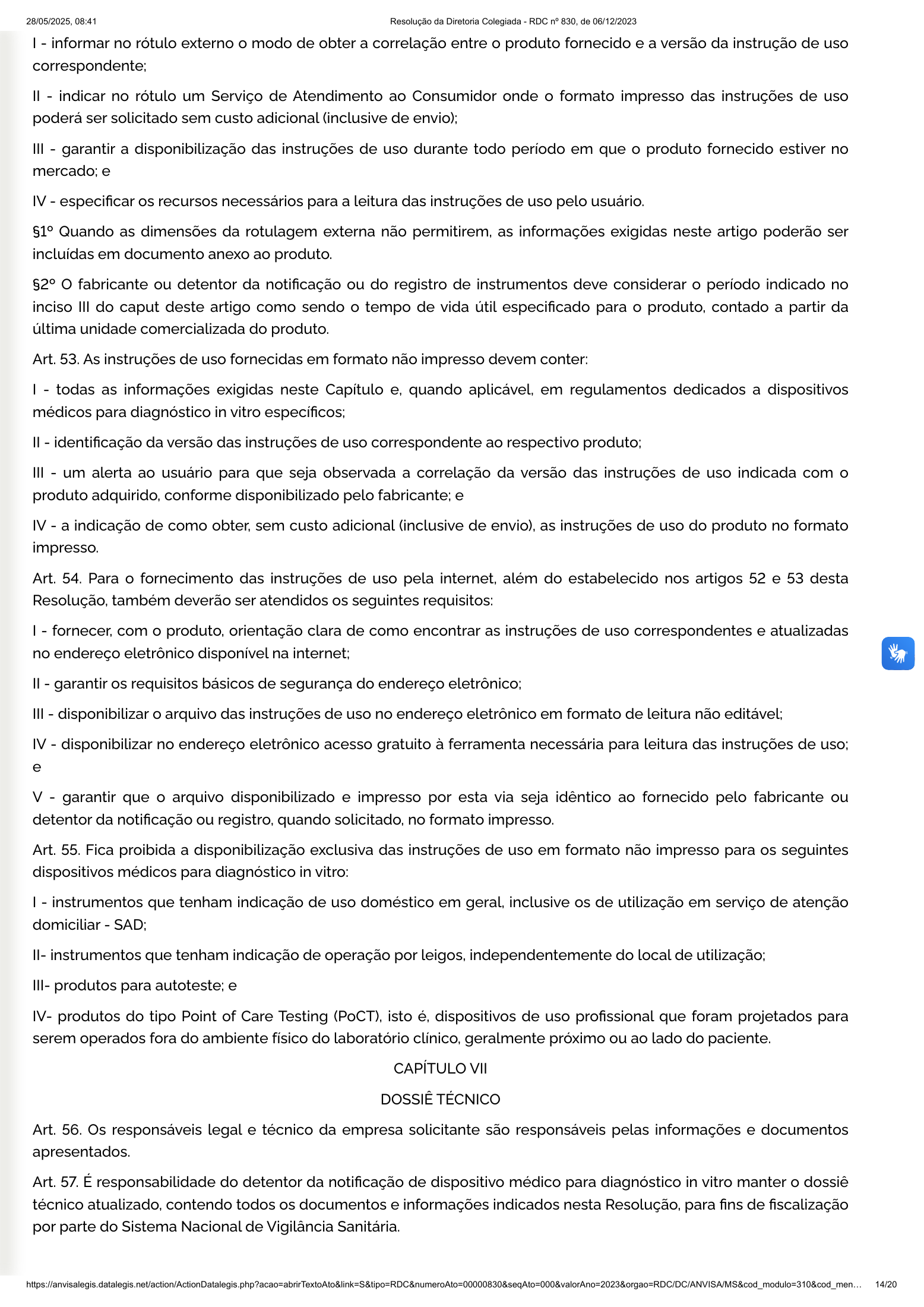 RDC 830/2023 — official SESA-hosted reprint — original complete physical PDF page 14; original image governs.