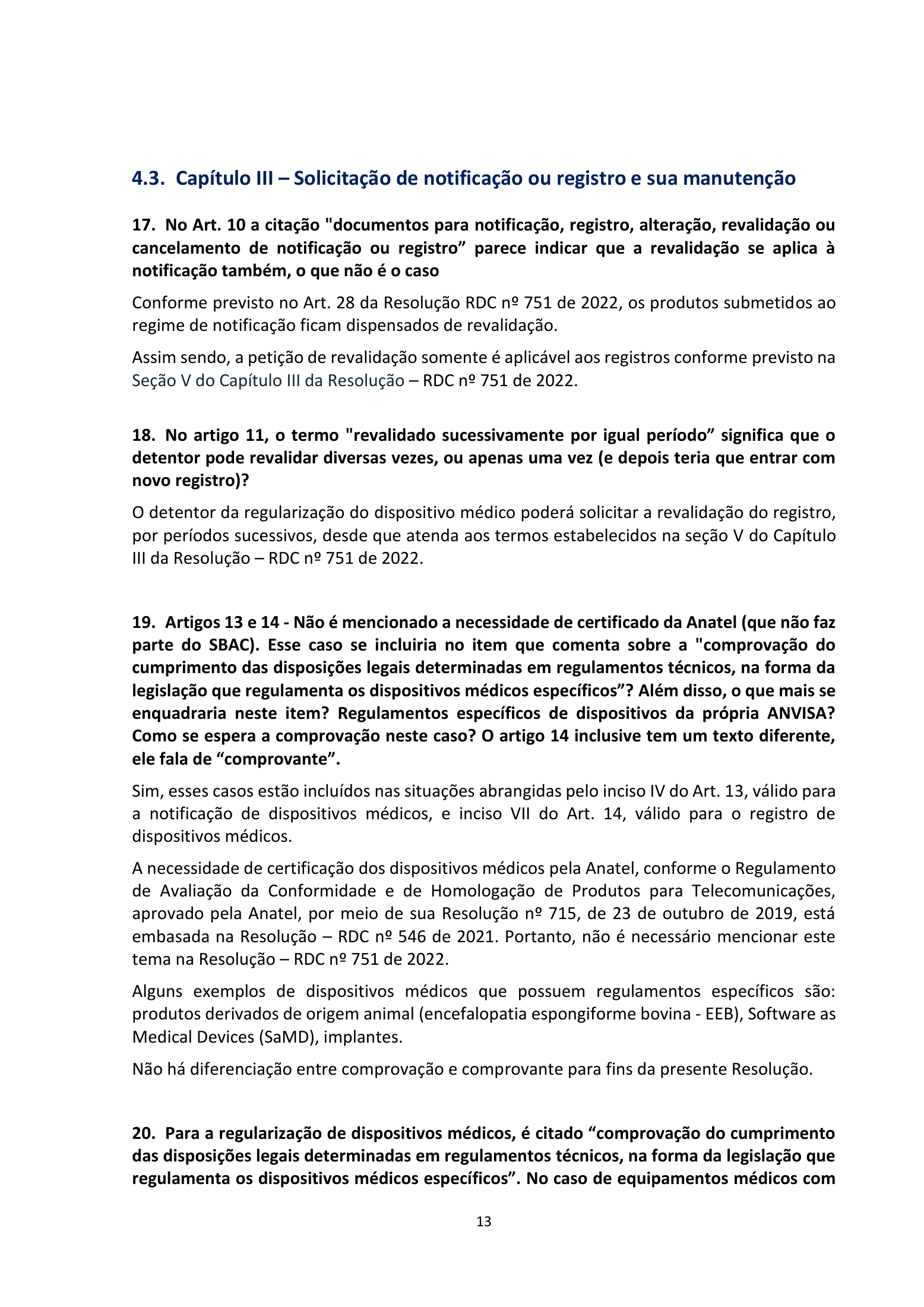 ANVISA RDC751/2022 Q&A —edition2 — original complete physical PDF page 13; original image governs.