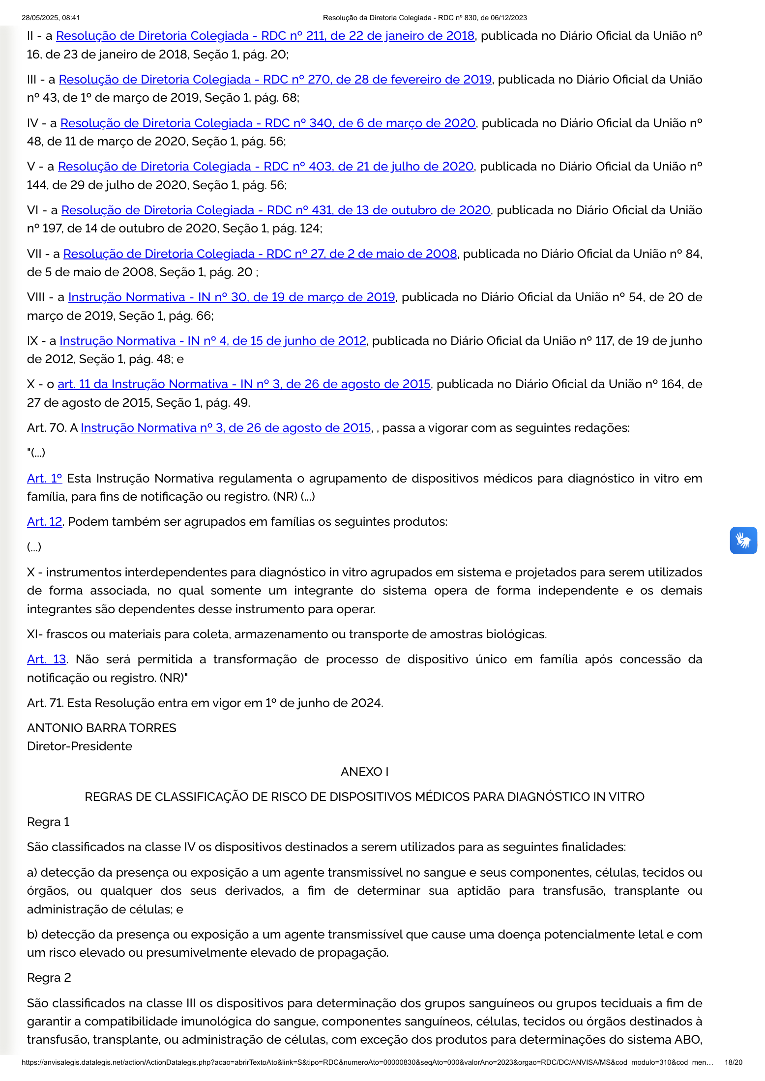 RDC 830/2023 — official SESA-hosted reprint — original complete physical PDF page 18; original image governs.