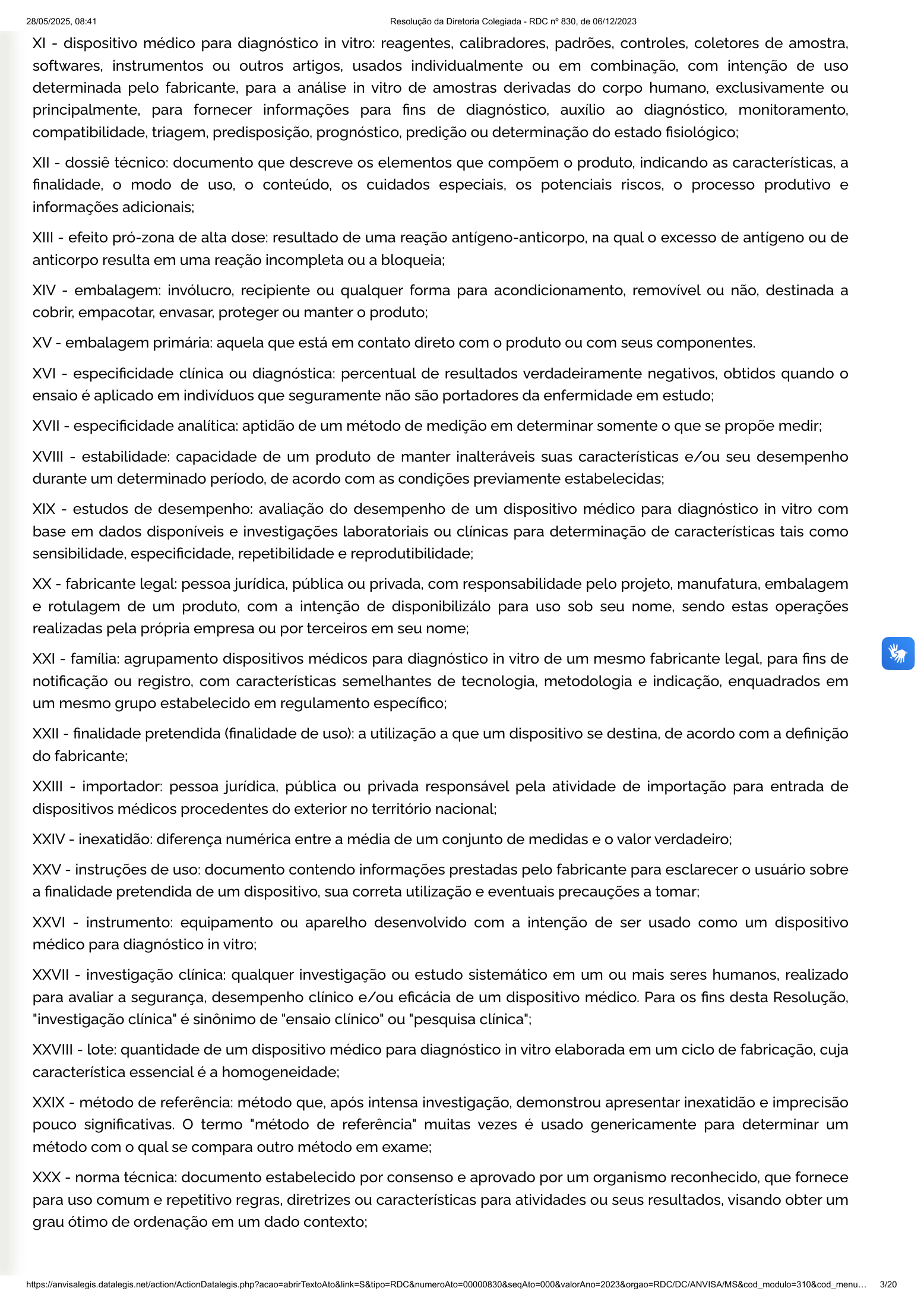 RDC 830/2023 — official SESA-hosted reprint — original complete physical PDF page 3; original image governs.