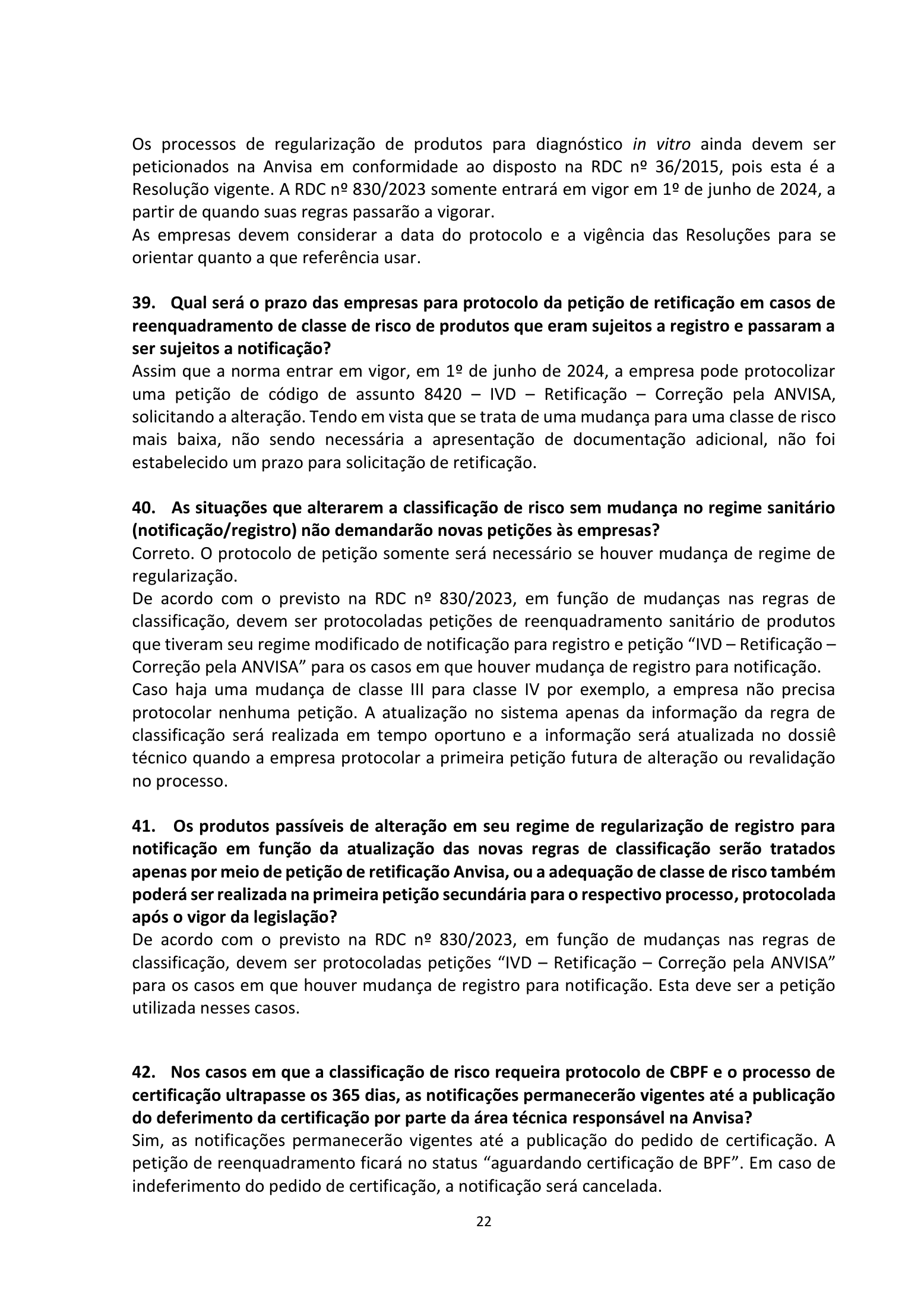 ANVISA RDC 830/2023 Q&A — edition 2 — original complete physical PDF page 22; original image governs.
