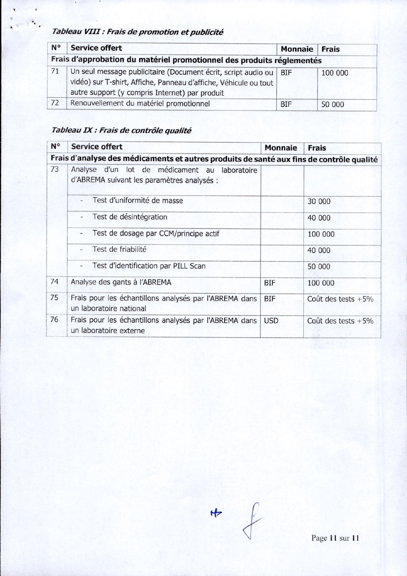 Ordonnance ministérielle conjointe n° 630/540/299 du 10 août 2026 — official PDF page 11; original table columns, symbols and diagram connections