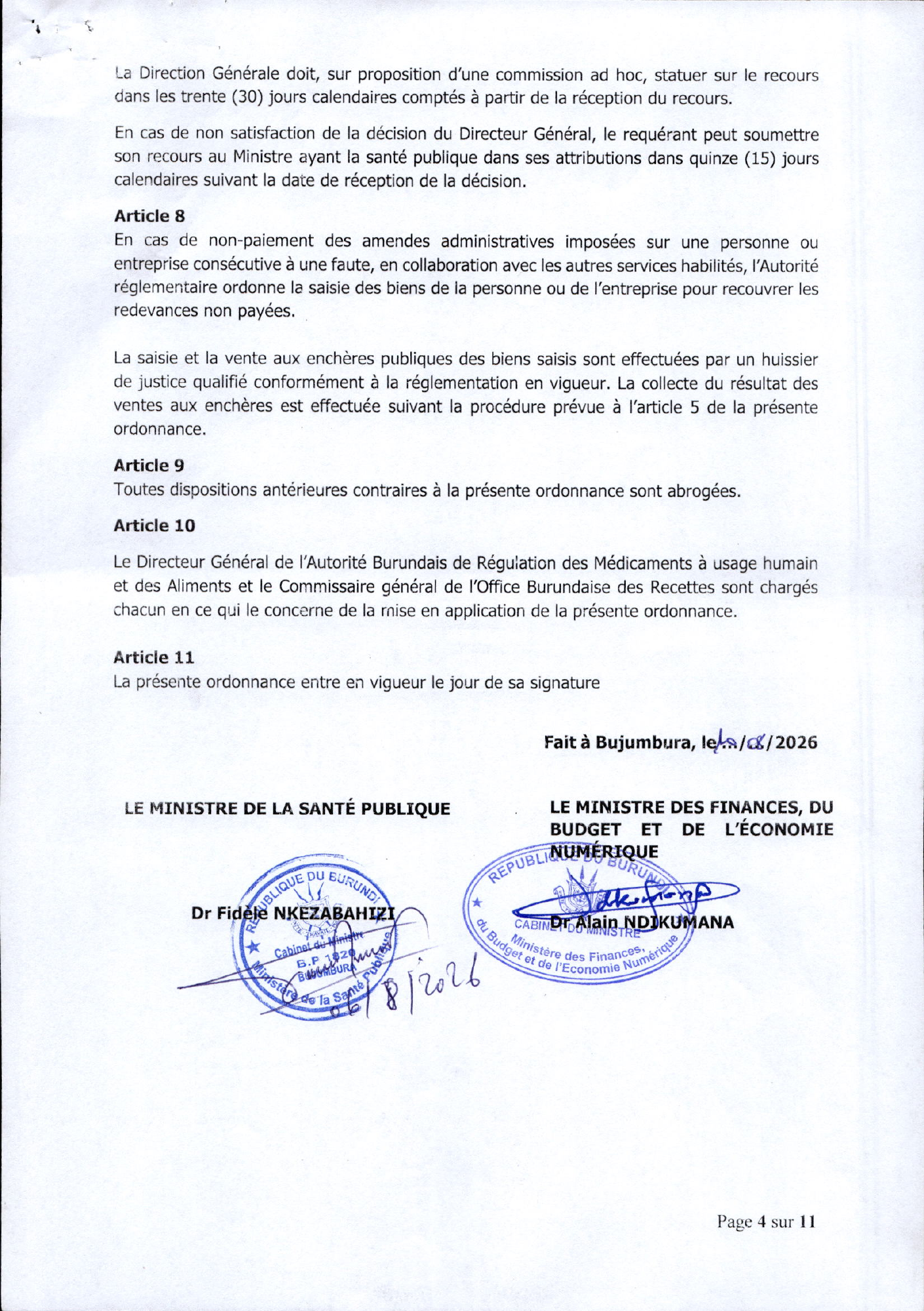 Ordonnance ministérielle conjointe n° 630/540/299 du 10 août 2026 — official PDF page 4; original table columns, symbols and diagram connections