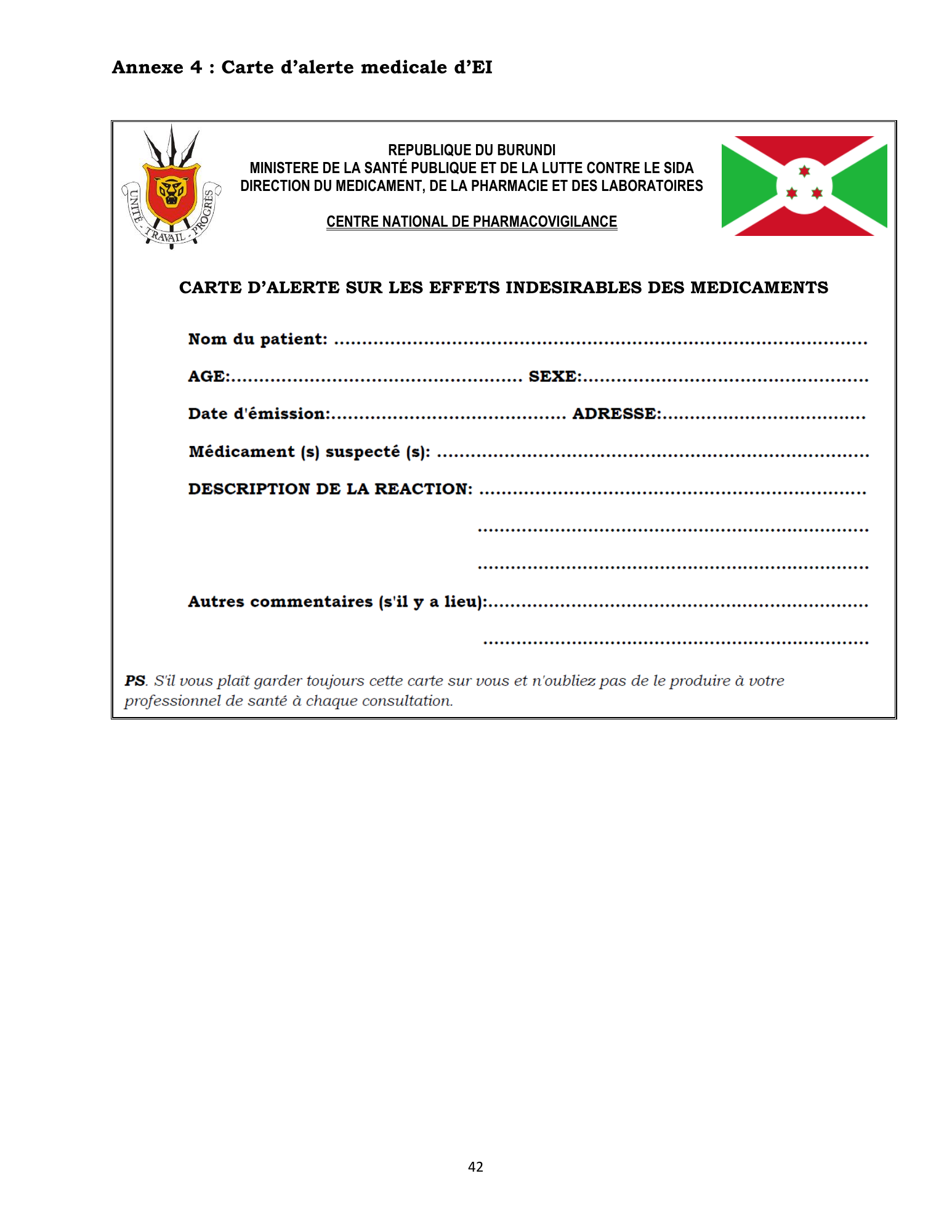 burundi-national-pharmacovigilance-directives-2015 — official PDF page 59; original table columns, symbols and diagram connections