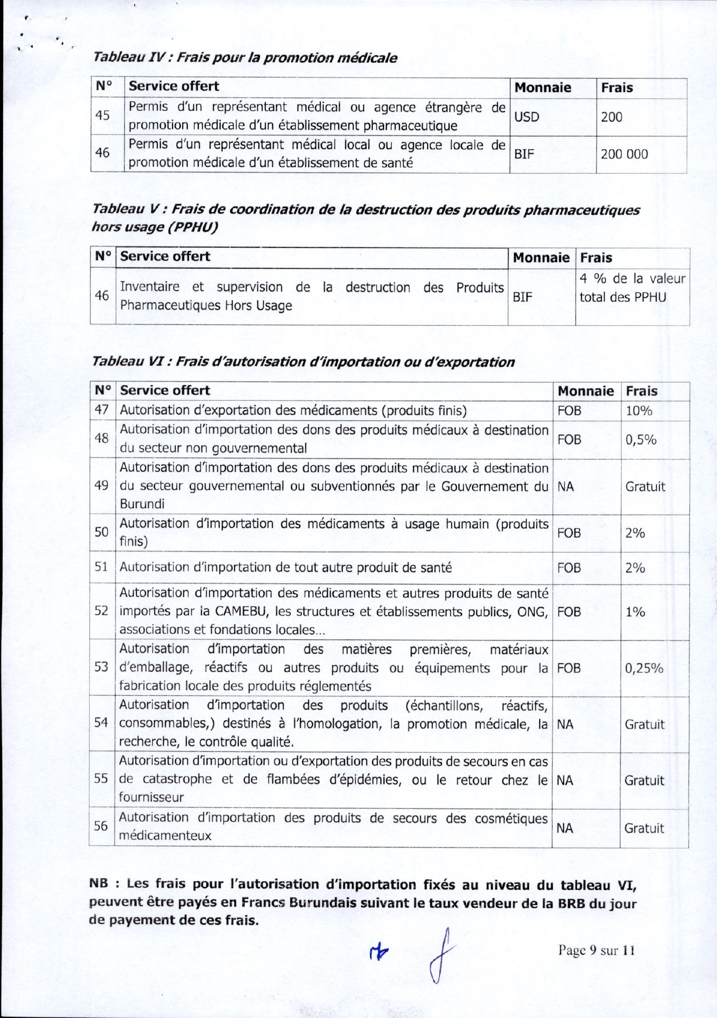 Ordonnance ministérielle conjointe n° 630/540/299 du 10 août 2026 — official PDF page 9; original table columns, symbols and diagram connections