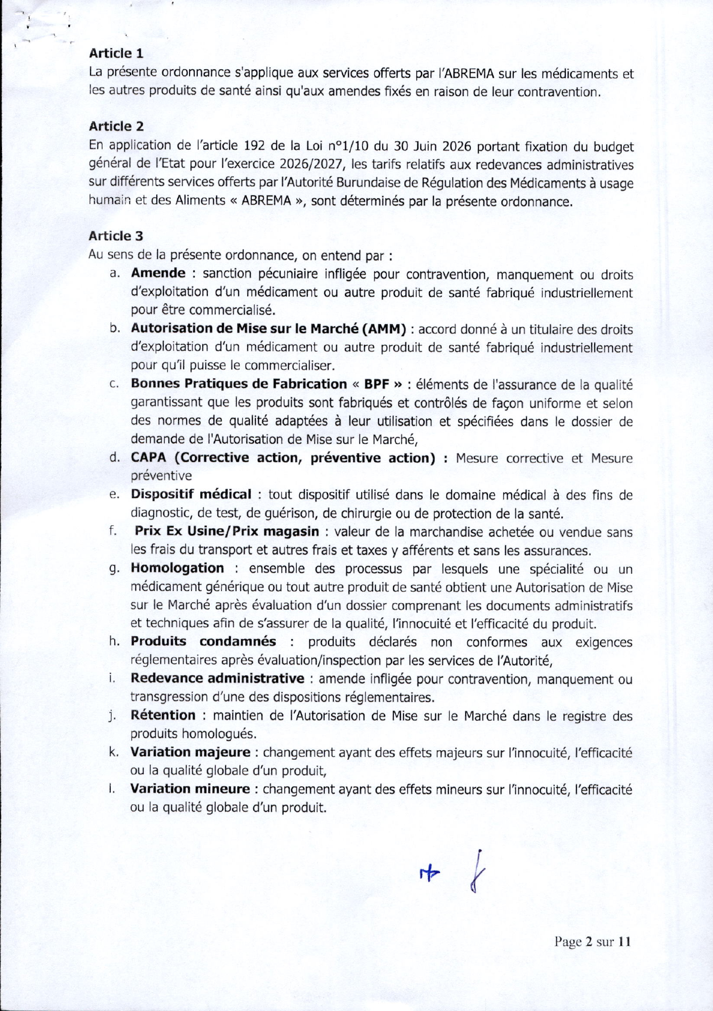 Ordonnance ministérielle conjointe n° 630/540/299 du 10 août 2026 — official PDF page 2; original table columns, symbols and diagram connections
