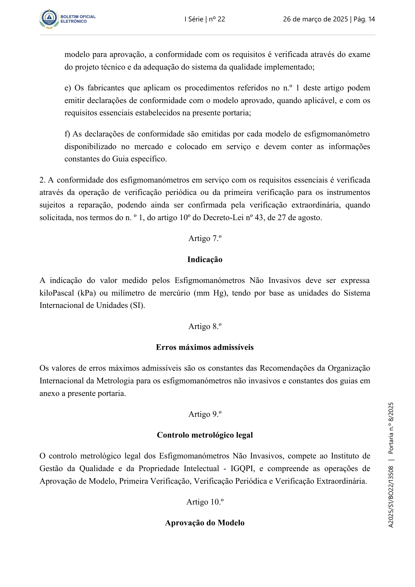 Portaria n.º 8/2025, de 26 de março — official PDF page 4; original table columns, symbols and diagram connections