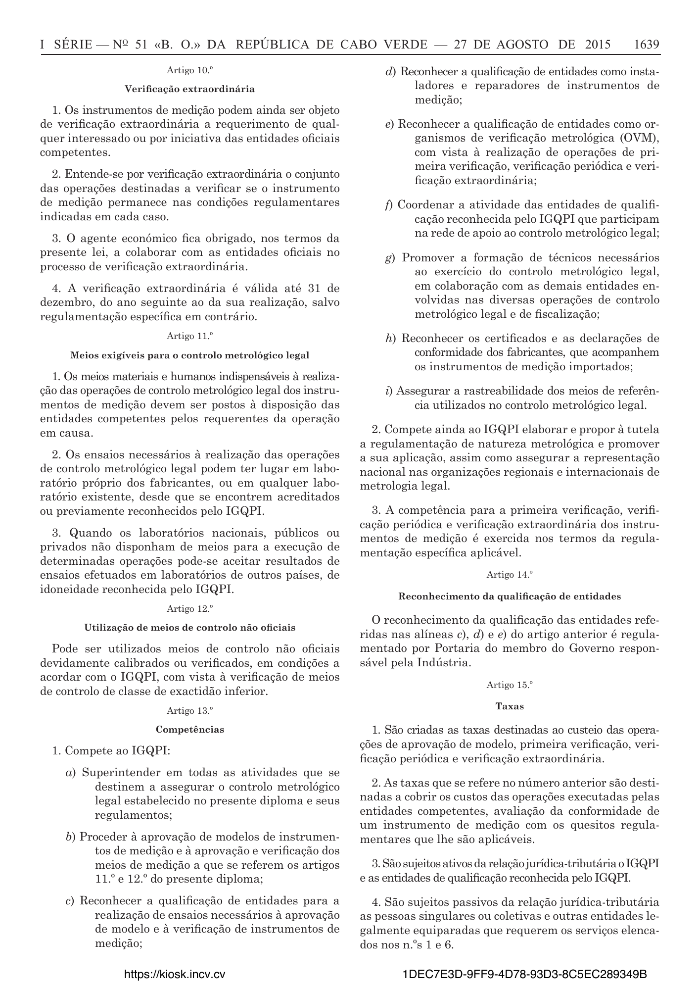 Decreto-Lei n.º 43/2015, de 27 de agosto — official PDF page 43; original table columns, symbols and diagram connections
