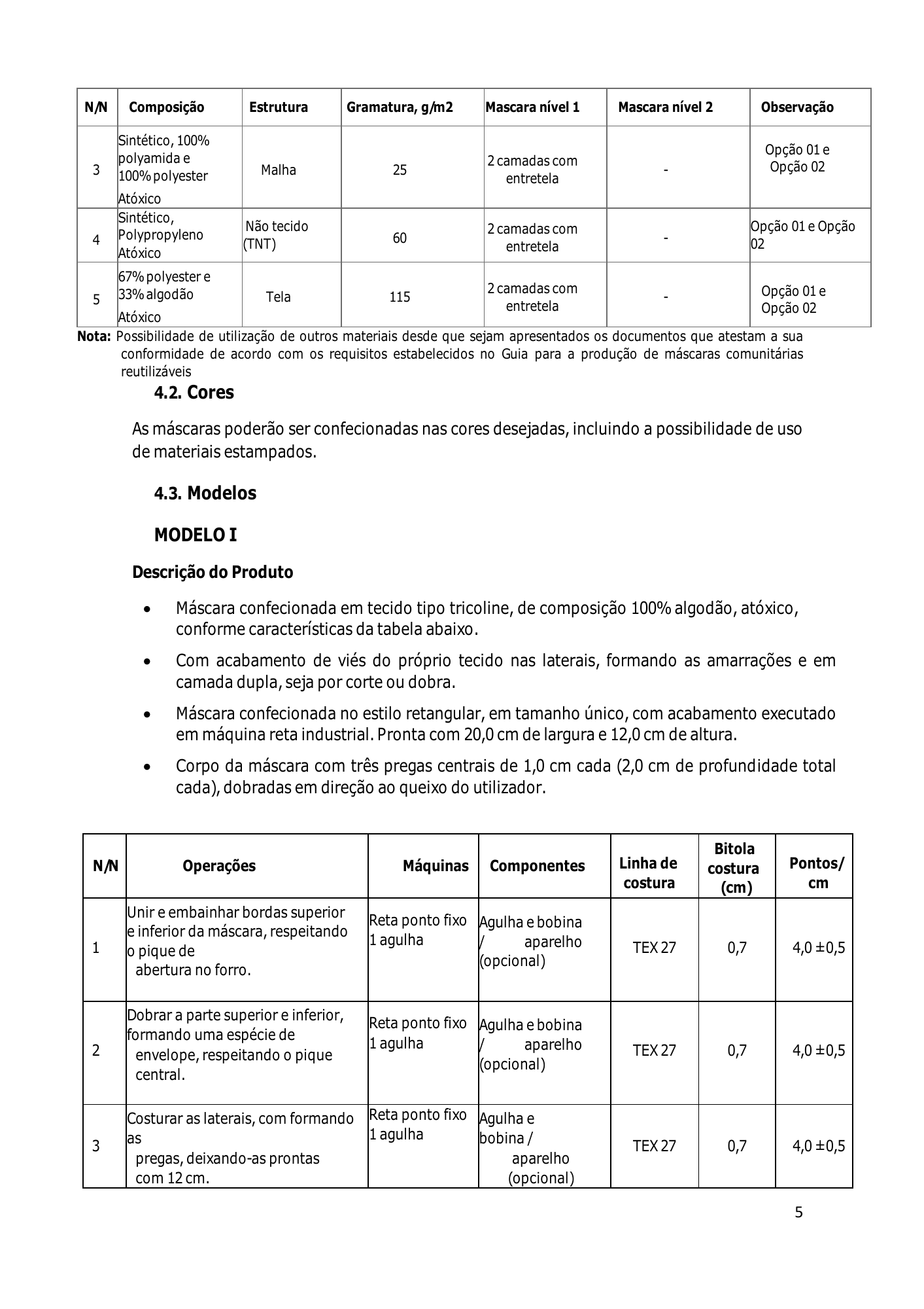 cabo-verde-community-mask-production-guide-2020 — official PDF page 5; original table columns, symbols and diagram connections