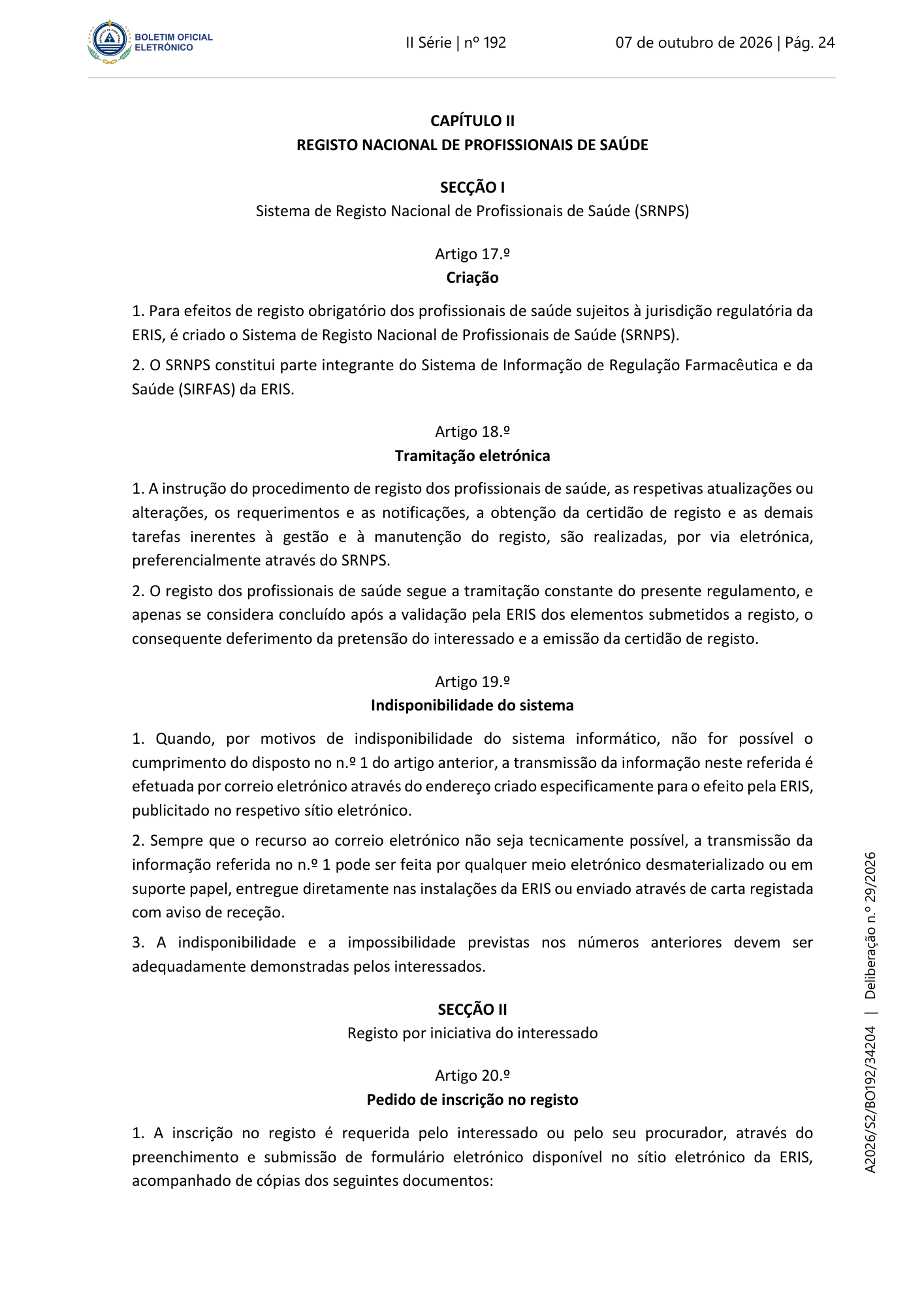 Deliberação n.º 29/2026 — official PDF page 8; original table columns, symbols and diagram connections