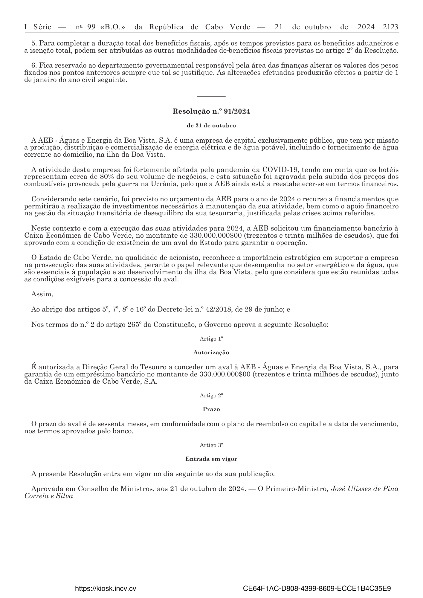 Resolução n.º 90/2024, de 21 de outubro — official PDF page 5; original table columns, symbols and diagram connections
