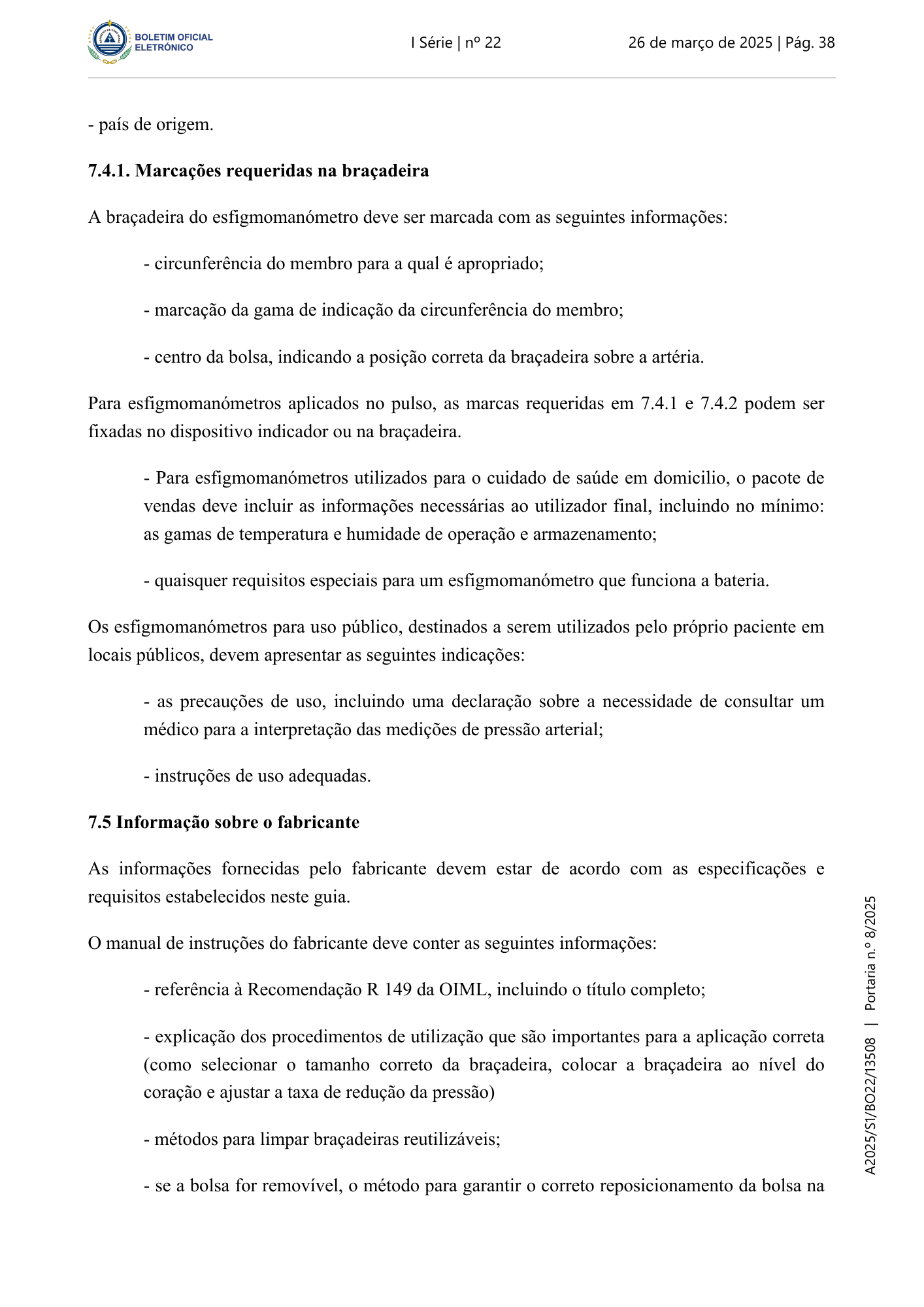 Portaria n.º 8/2025, de 26 de março — official PDF page 28; original table columns, symbols and diagram connections