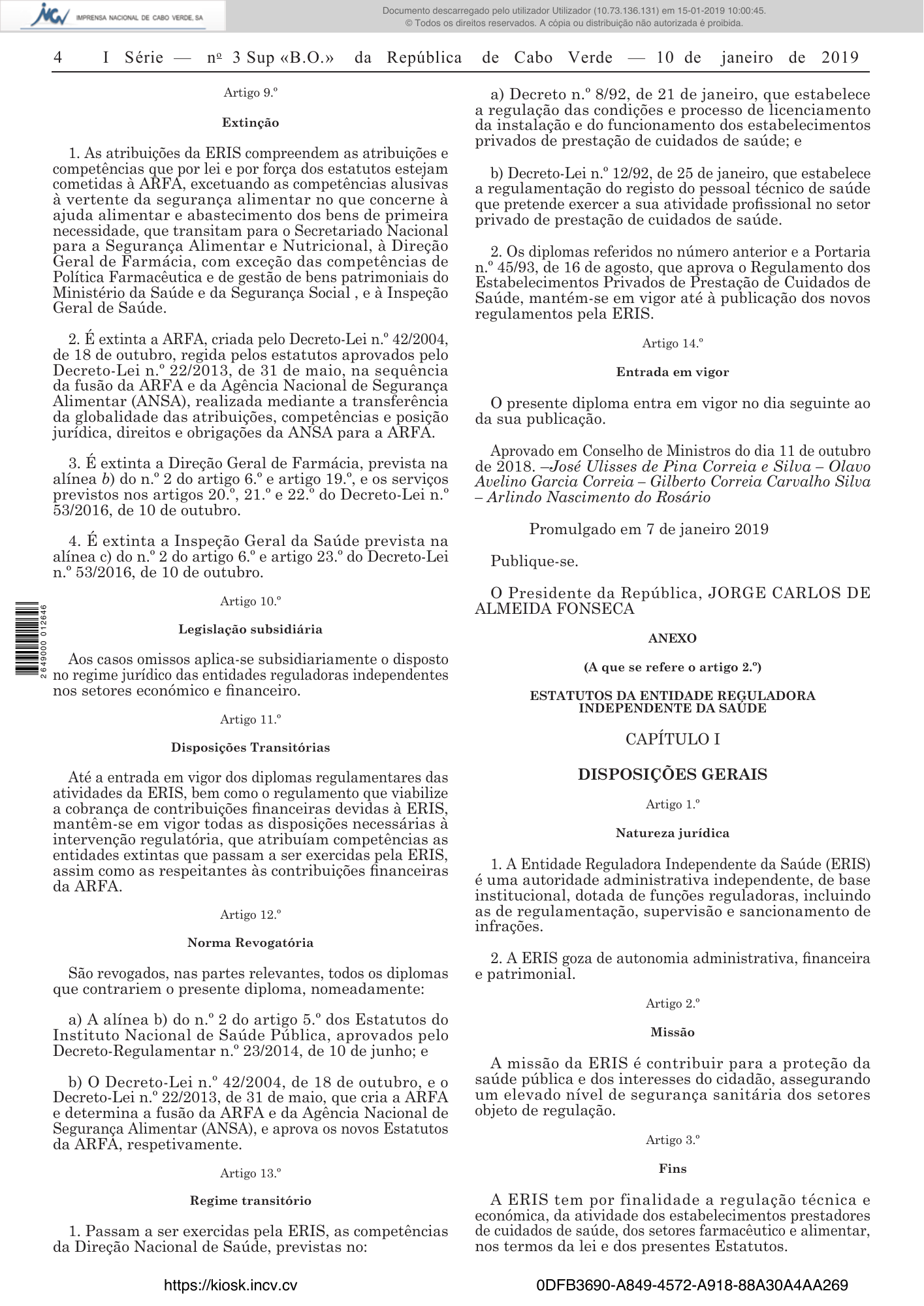 Decreto-Lei n.º 3/2019, de 10 de janeiro — official PDF page 4; original table columns, symbols and diagram connections