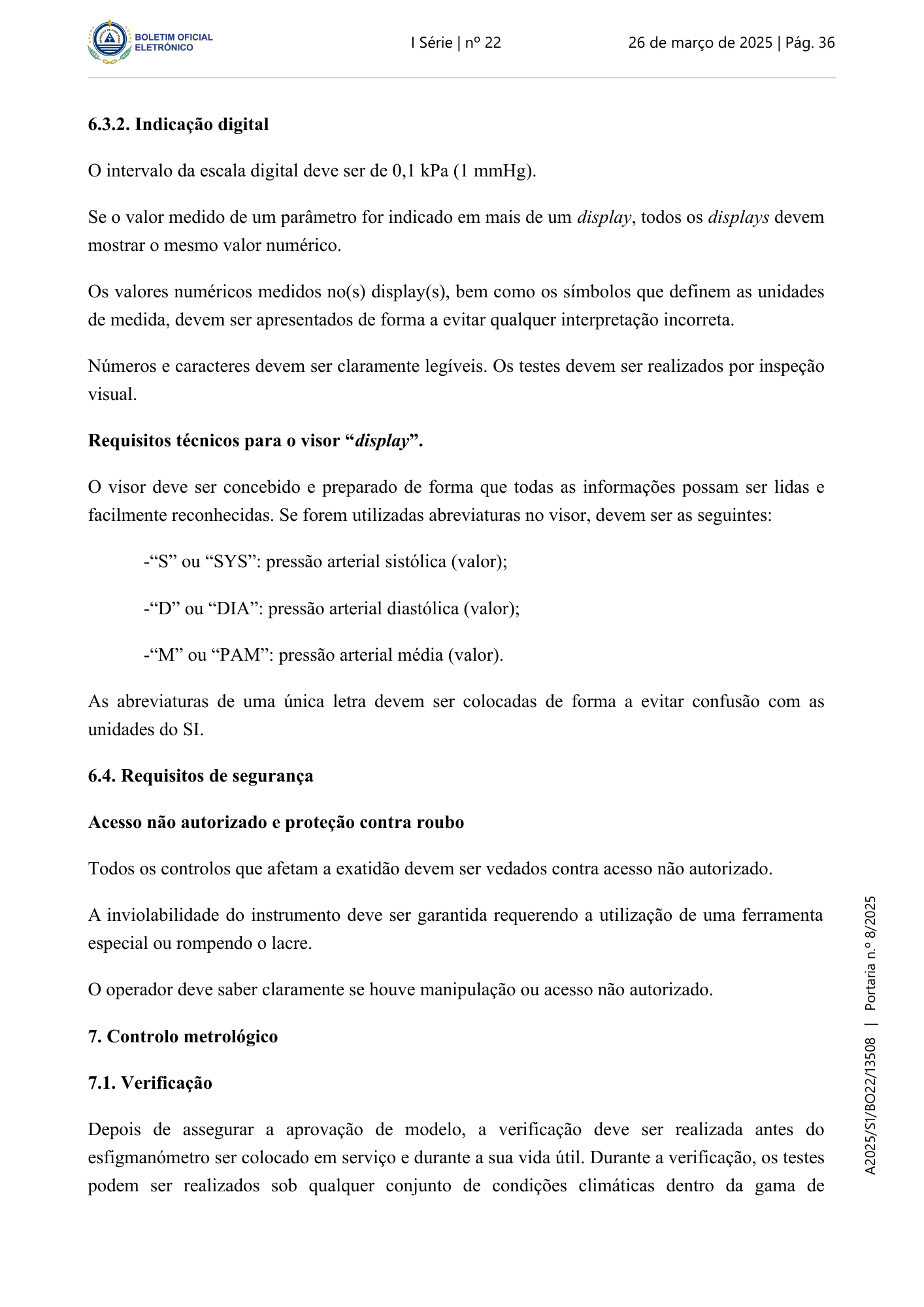 Portaria n.º 8/2025, de 26 de março — official PDF page 26; original table columns, symbols and diagram connections