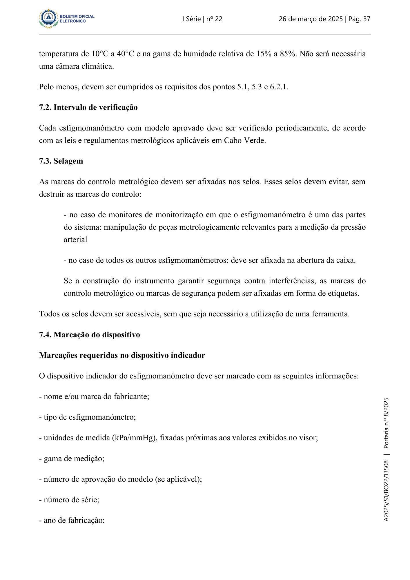 Portaria n.º 8/2025, de 26 de março — official PDF page 27; original table columns, symbols and diagram connections