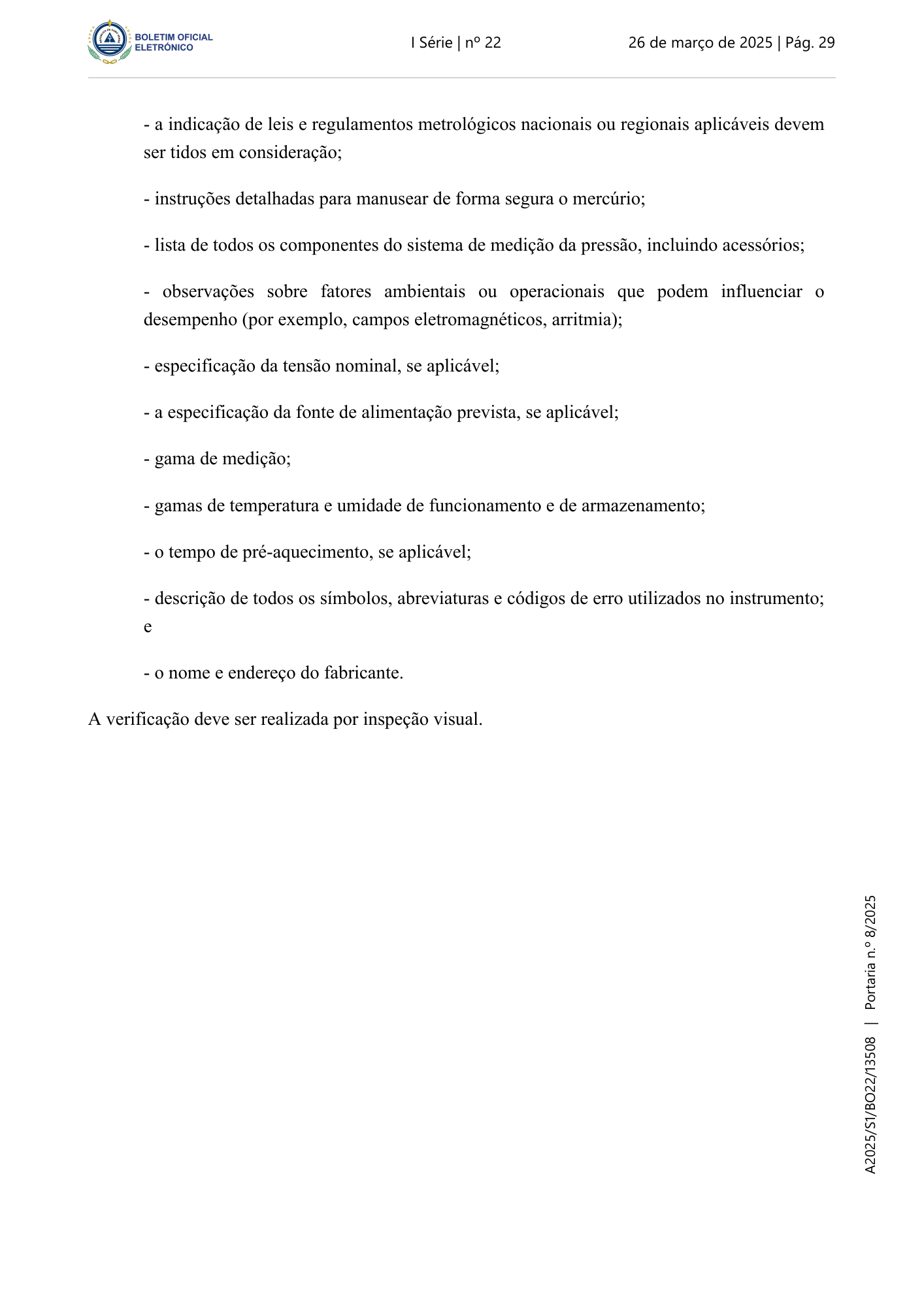 Portaria n.º 8/2025, de 26 de março — official PDF page 19; original table columns, symbols and diagram connections