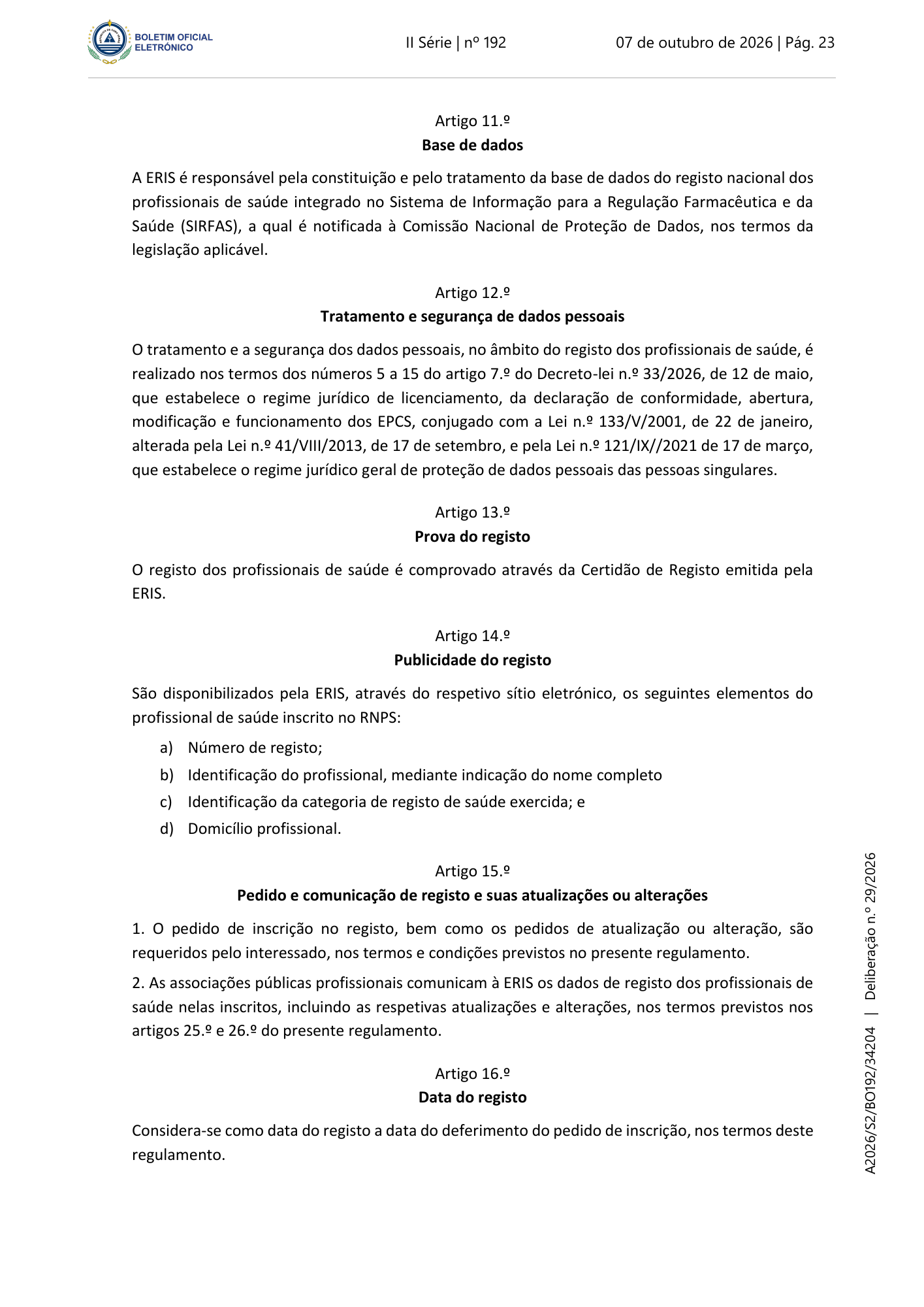 Deliberação n.º 29/2026 — official PDF page 7; original table columns, symbols and diagram connections