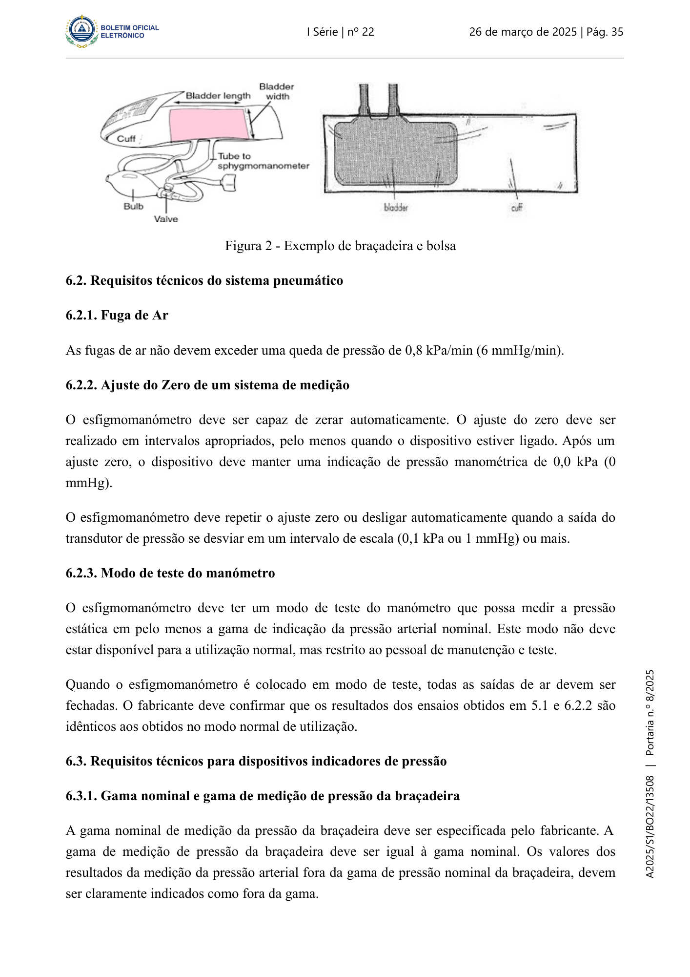 Portaria n.º 8/2025, de 26 de março — official PDF page 25; original table columns, symbols and diagram connections