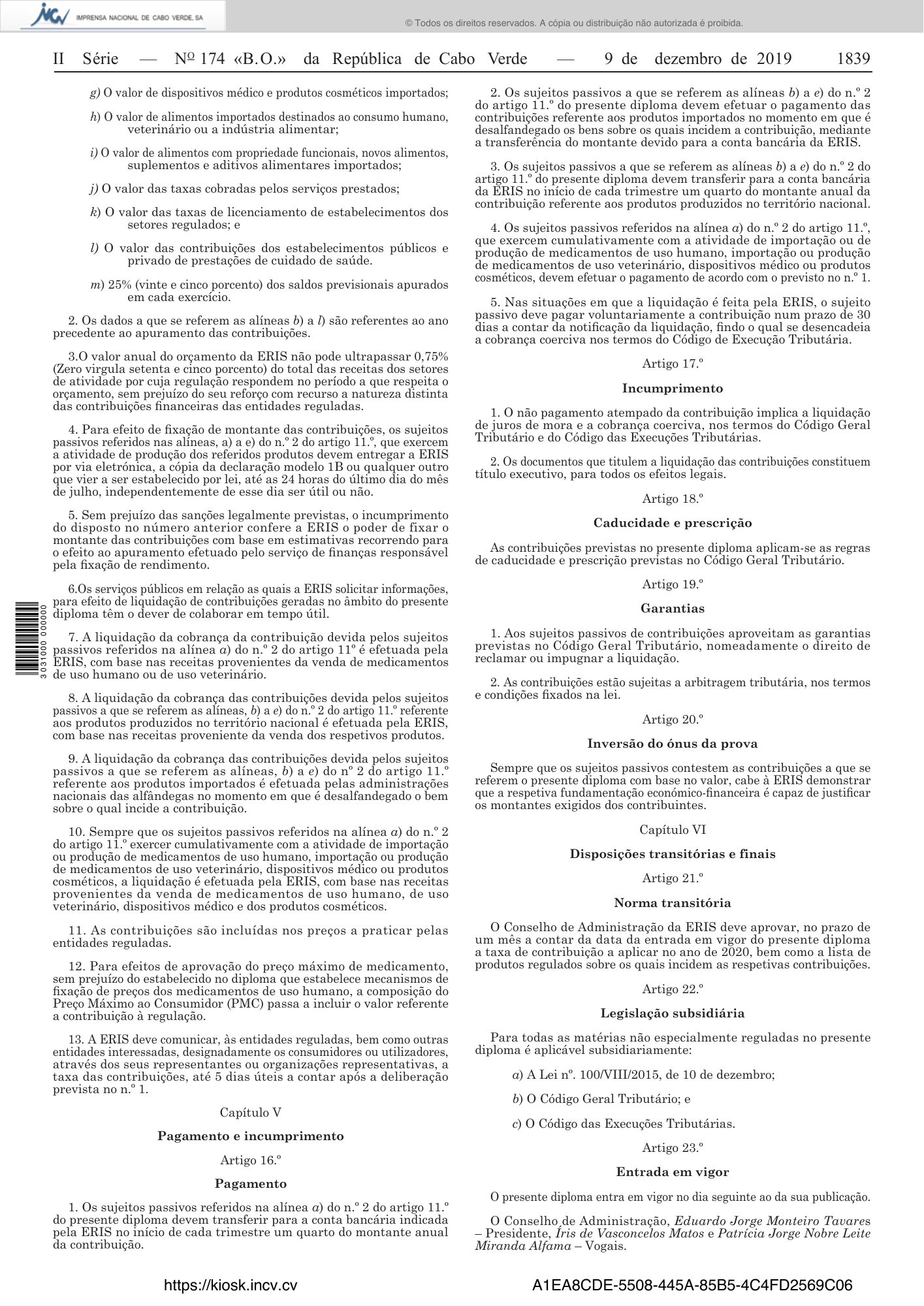 Deliberação n.º 4/2019, de 6 de dezembro — official PDF page 5; original table columns, symbols and diagram connections