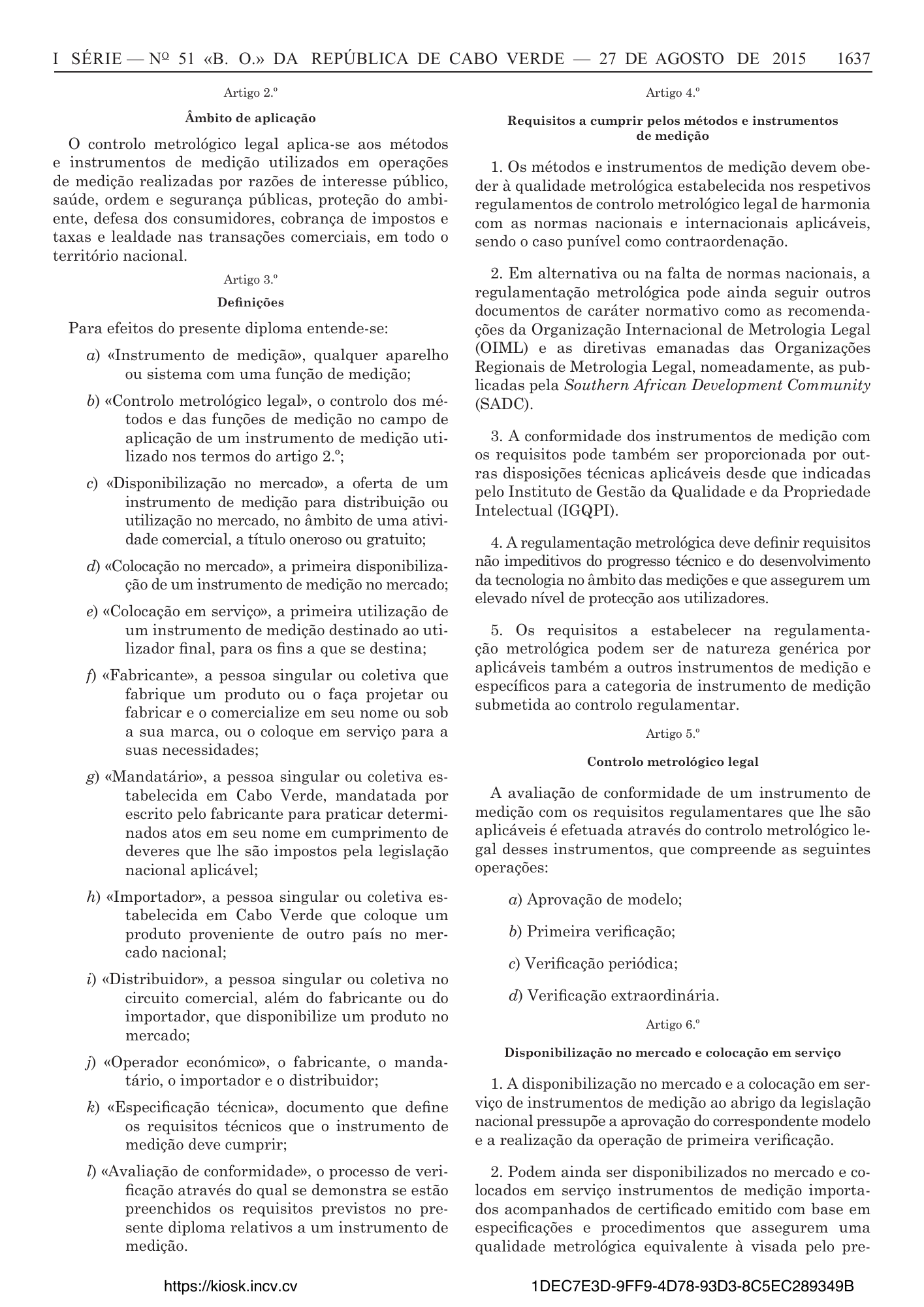 Decreto-Lei n.º 43/2015, de 27 de agosto — official PDF page 41; original table columns, symbols and diagram connections