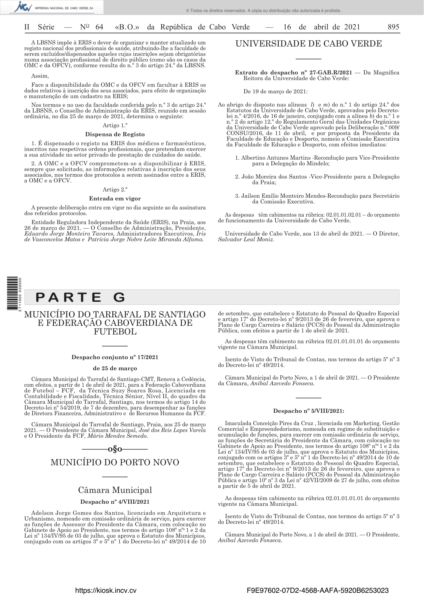 Deliberação n.º 2/2021 — official PDF page 7; original table columns, symbols and diagram connections