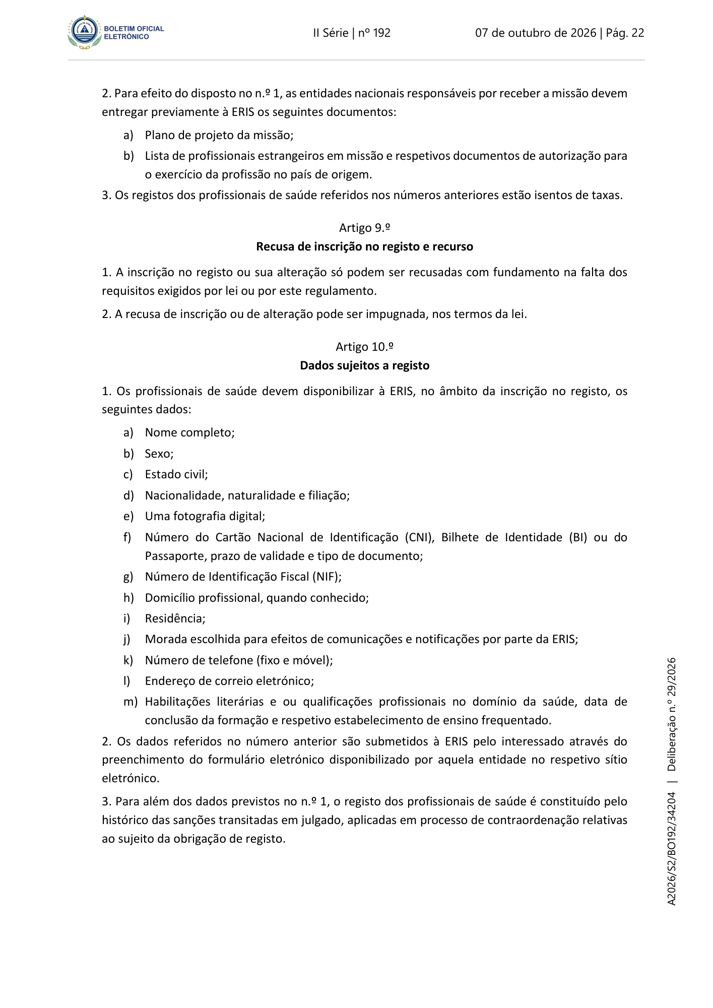 Deliberação n.º 29/2026 — official PDF page 6; original table columns, symbols and diagram connections