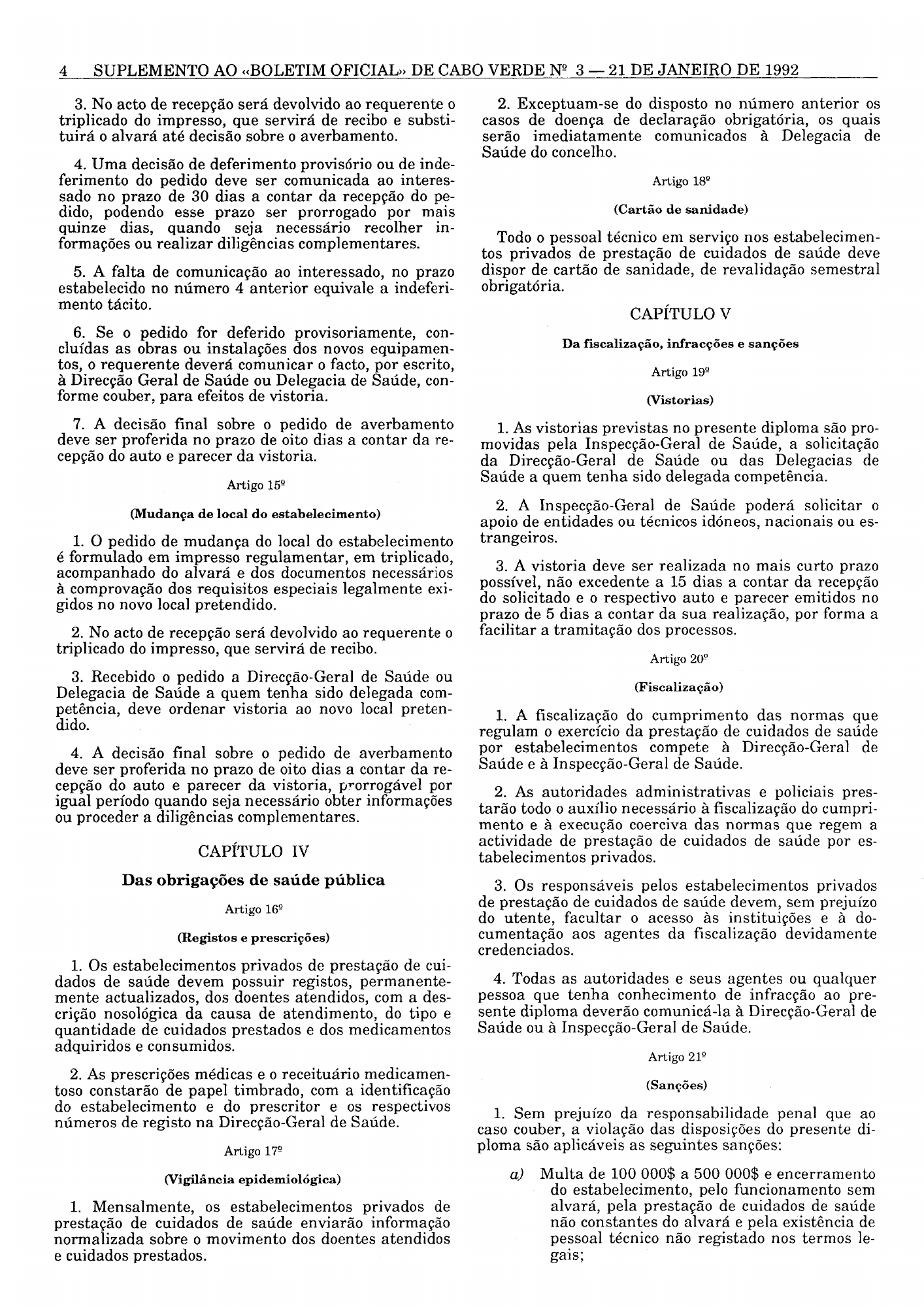 Decreto n.º 8/92, de 21 de Janeiro — official PDF page 4; original table columns, symbols and diagram connections