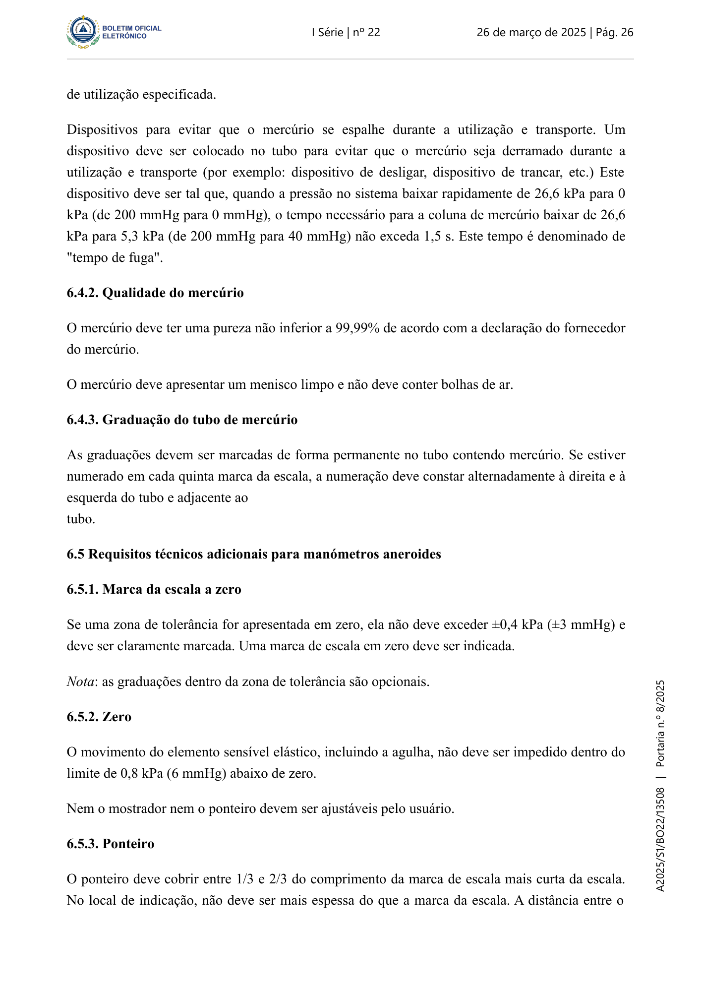 Portaria n.º 8/2025, de 26 de março — official PDF page 16; original table columns, symbols and diagram connections