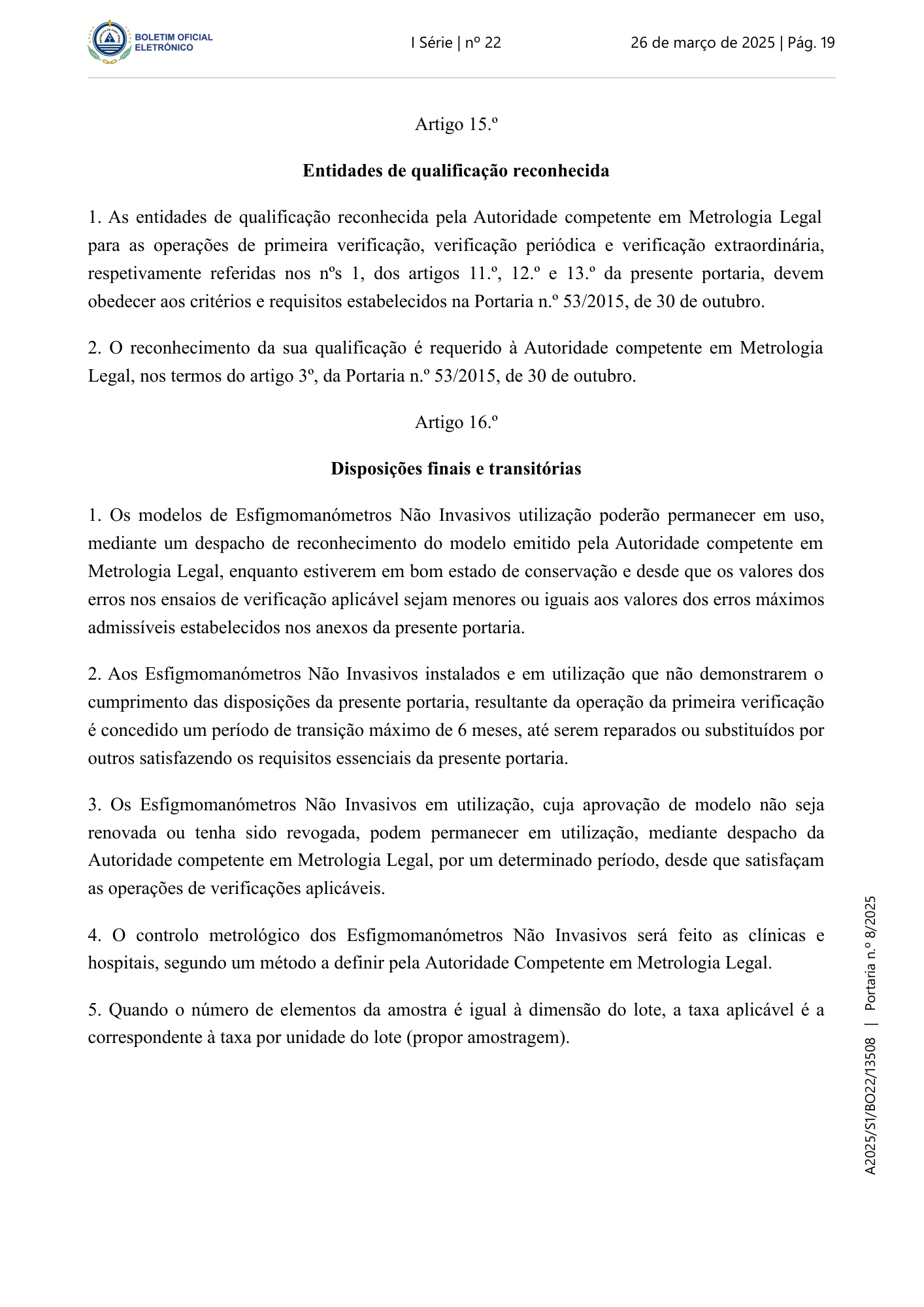 Portaria n.º 8/2025, de 26 de março — official PDF page 9; original table columns, symbols and diagram connections