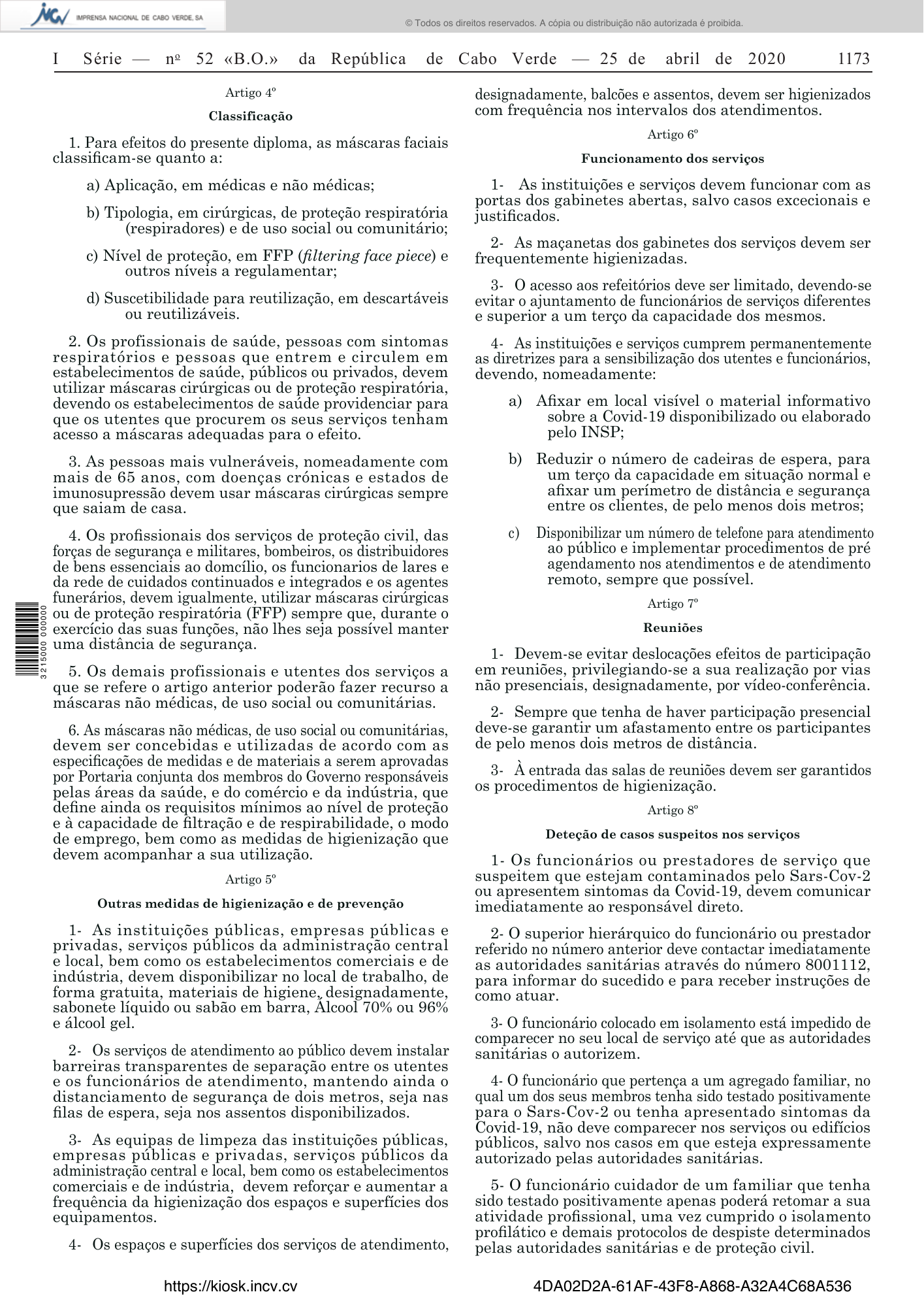 Decreto-lei n.º 47/2020, de 25 de abril — official PDF page 9; original table columns, symbols and diagram connections