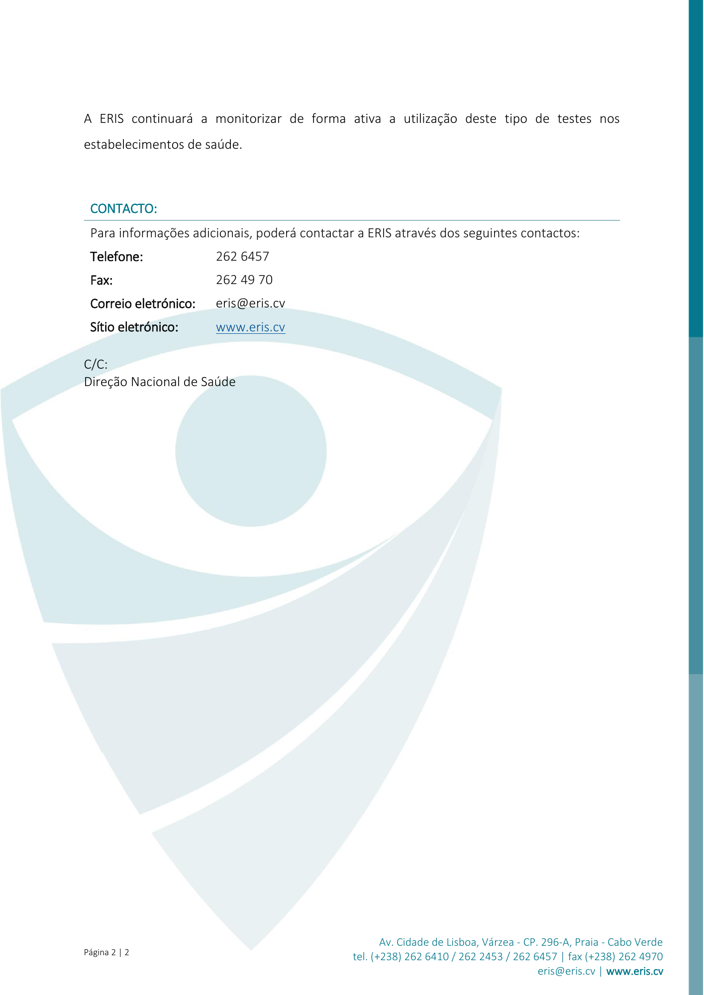Circular Informativa Ref.ª n.º 152/ERIS-CA/2020, de 12 de junho — official PDF page 2; original table columns, symbols and diagram connections