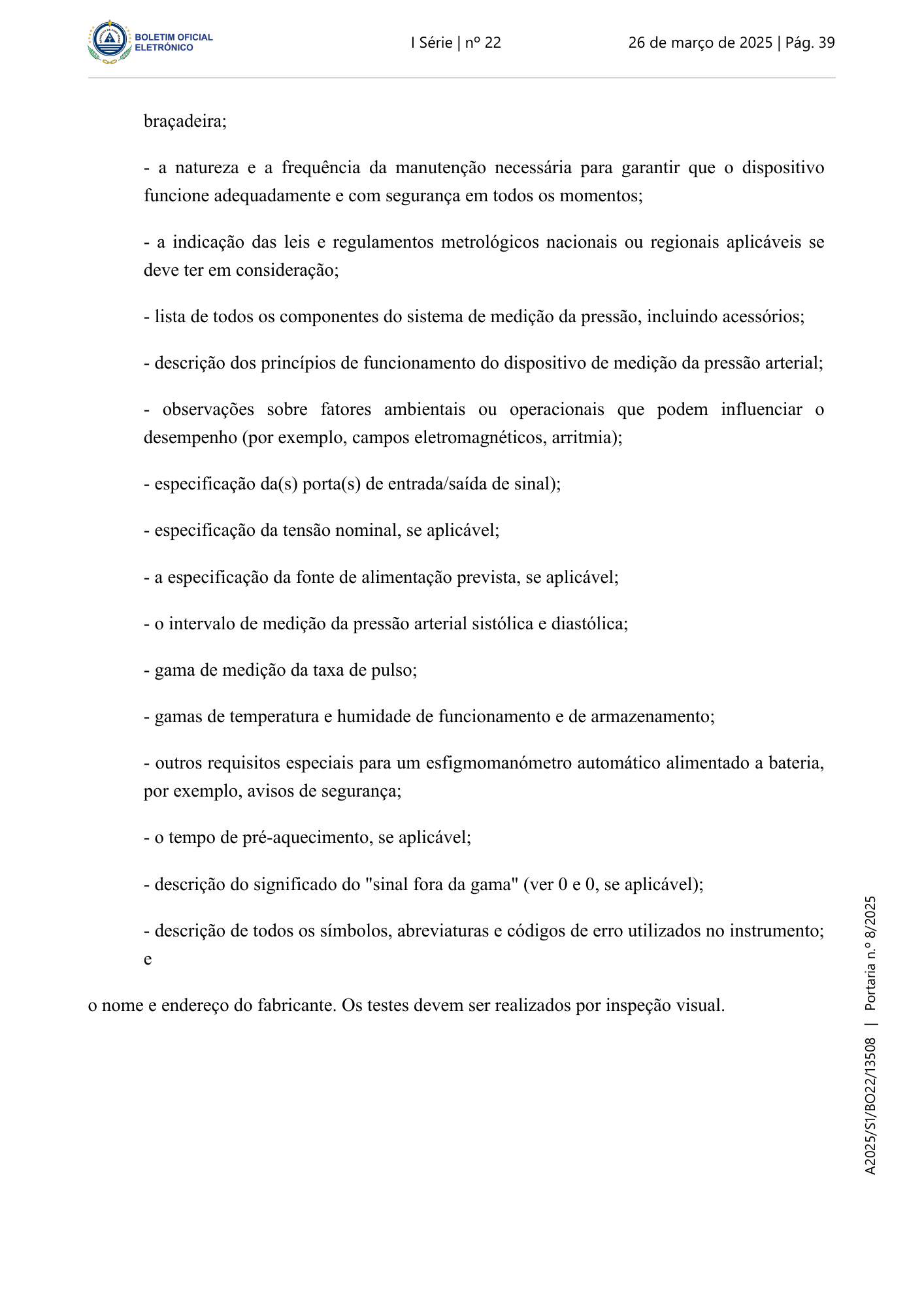Portaria n.º 8/2025, de 26 de março — official PDF page 29; original table columns, symbols and diagram connections