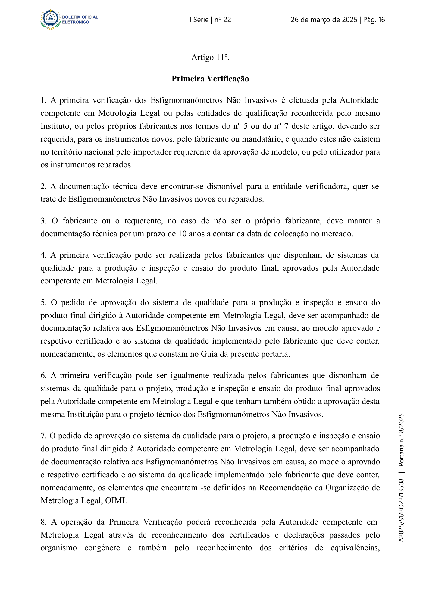 Portaria n.º 8/2025, de 26 de março — official PDF page 6; original table columns, symbols and diagram connections