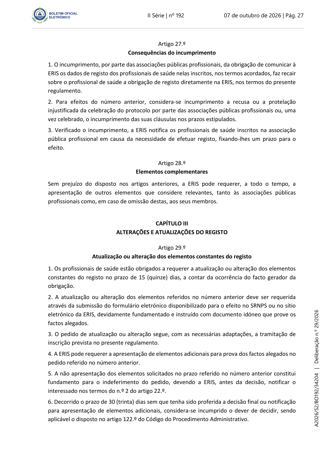 Deliberação n.º 29/2026 — official PDF page 11; original table columns, symbols and diagram connections